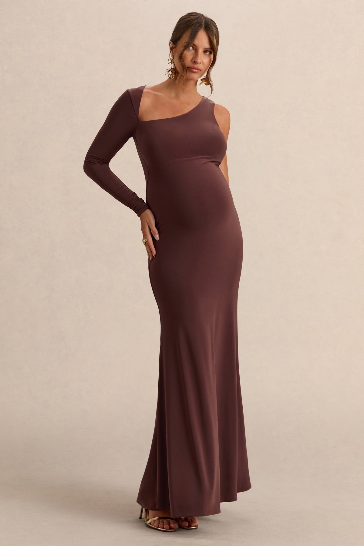 ECM_HR_CL126182022  - Oh Baby Brown Maternity One Shoulder Bodycon Maxi Dress 1.jpg