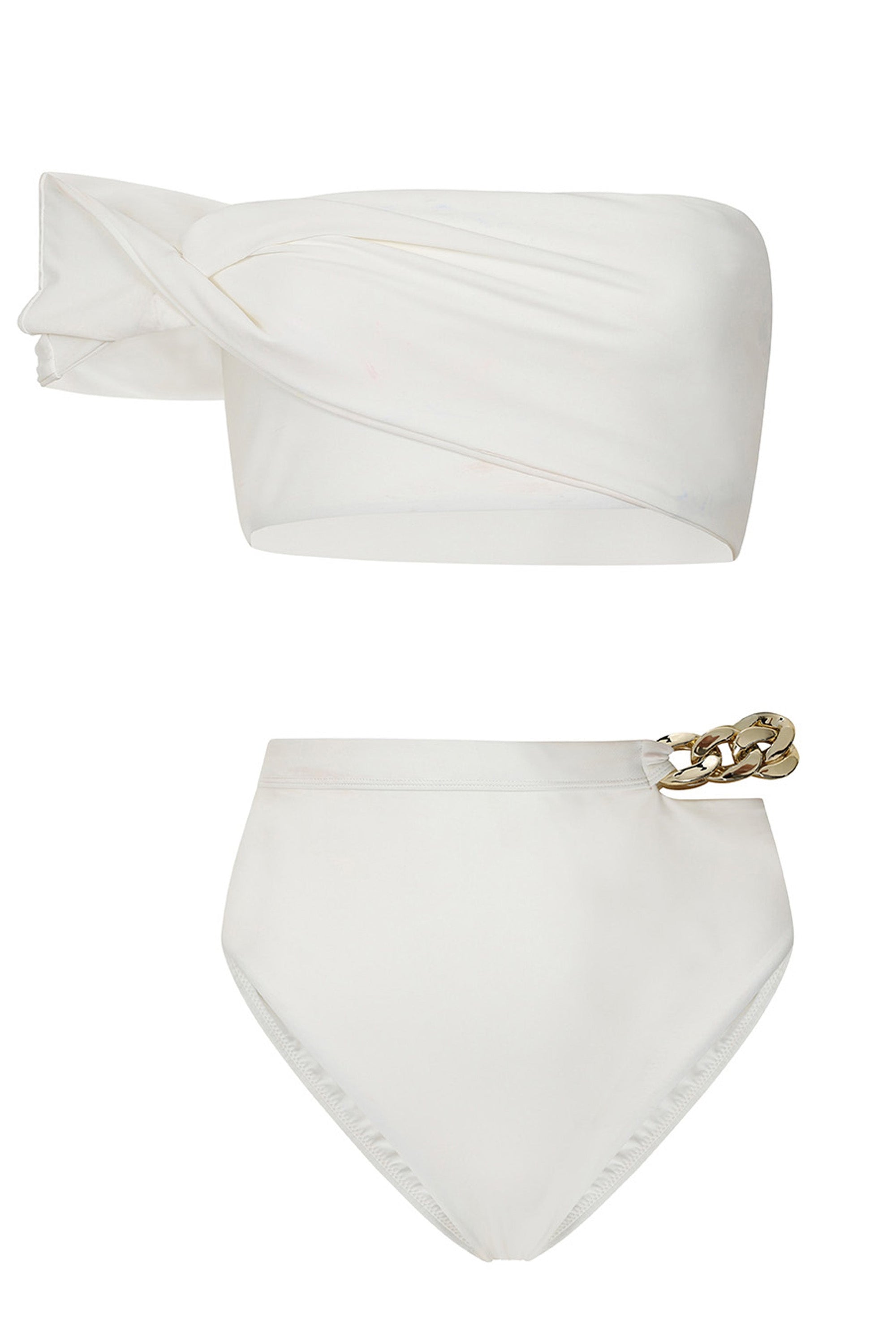 Dusk | Biała drapowana góra od bikini typu bandeau