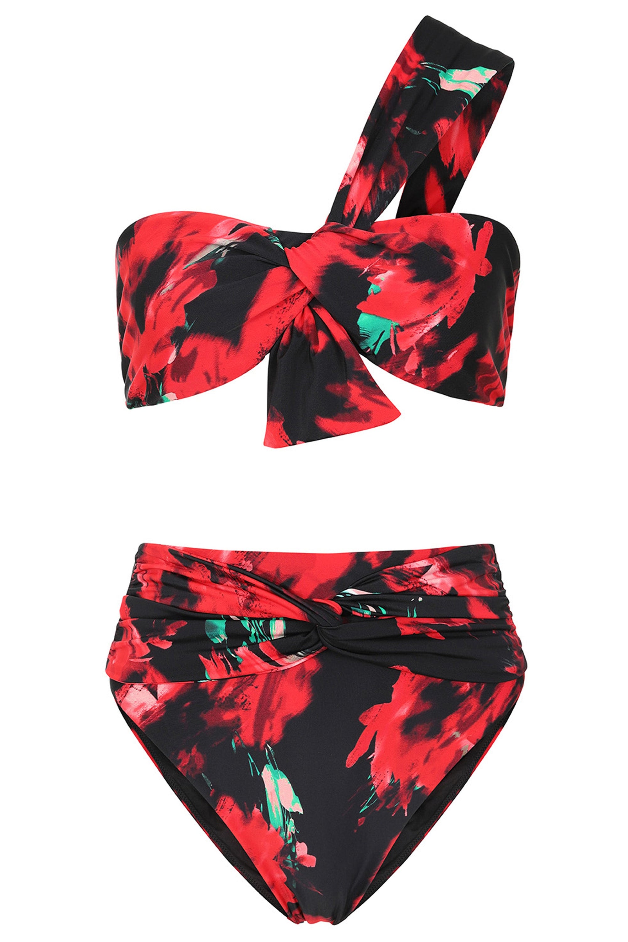 Bowline | Multi wzorzysta góra od bikini wiązana na jedno ramię
