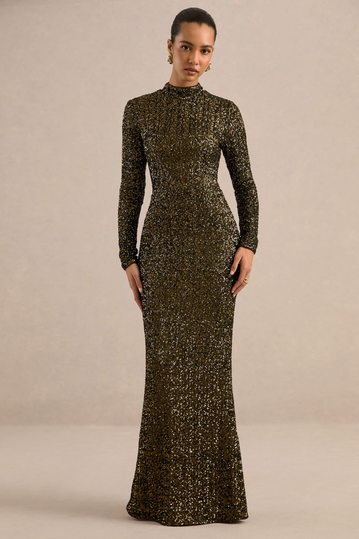 ECM_HR_CL135031031_Galaxy Khaki Sequin High Neck Long Sleeve Bodycon Maxi Dress 1.jpg