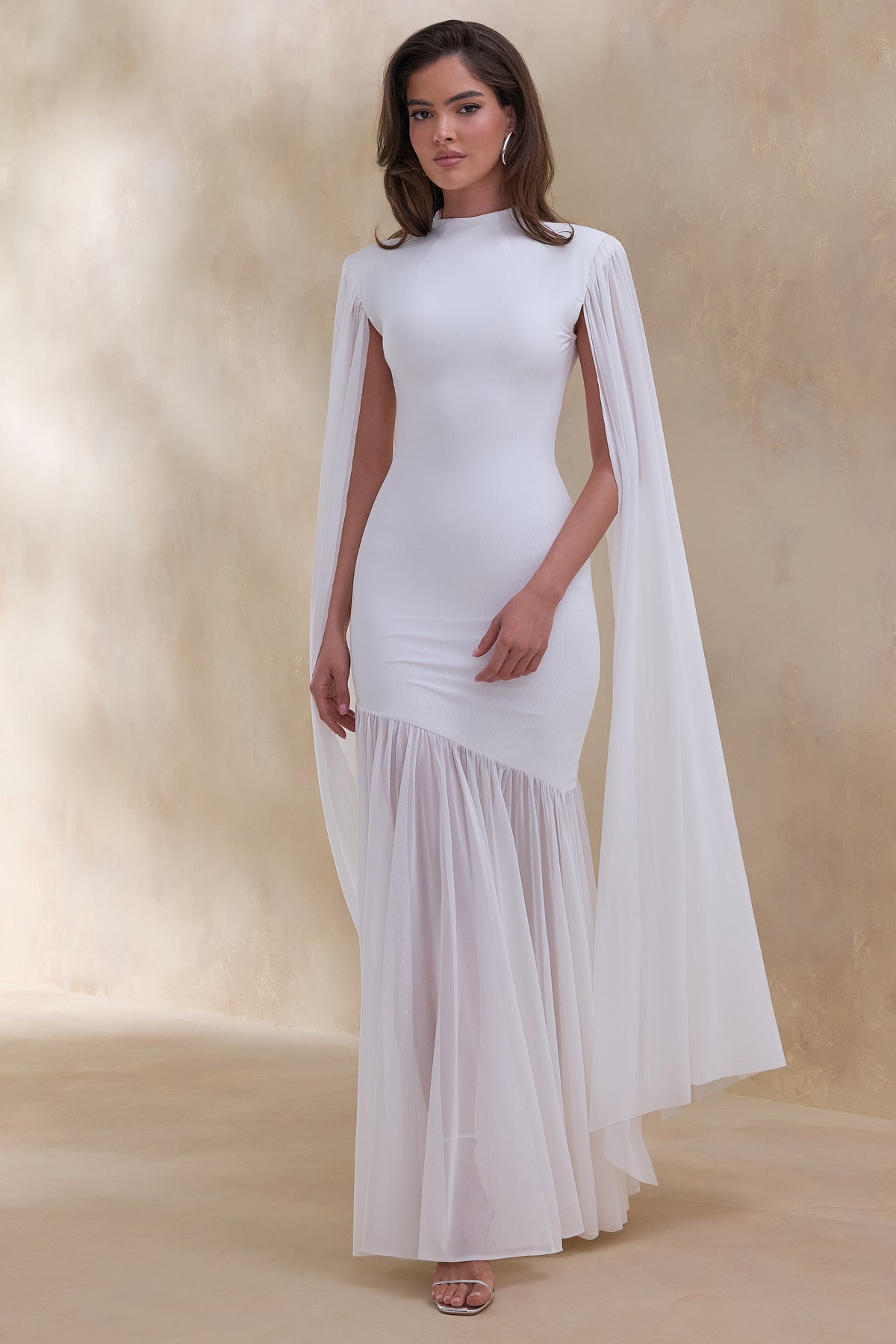 ECM_HR_CL137213110 Chantelle _ White High-Neck Maxi Dress With Drop-Waist And Cape-Sleeves 0 (1).jpg
