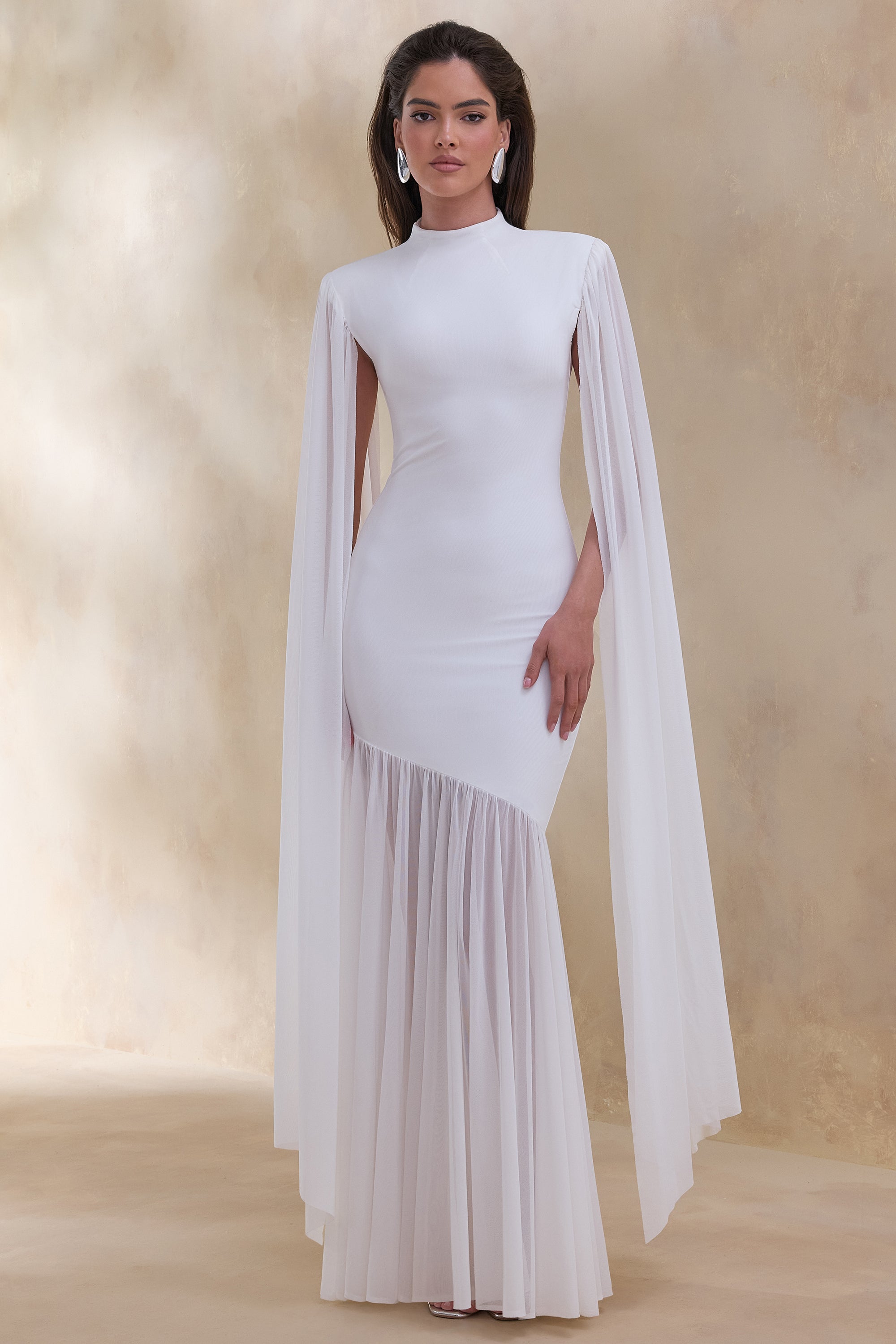 ECM_HR_CL137213110 Chantelle _ White High-Neck Maxi Dress With Drop-Waist And Cape-Sleeves 2 (1).jpg