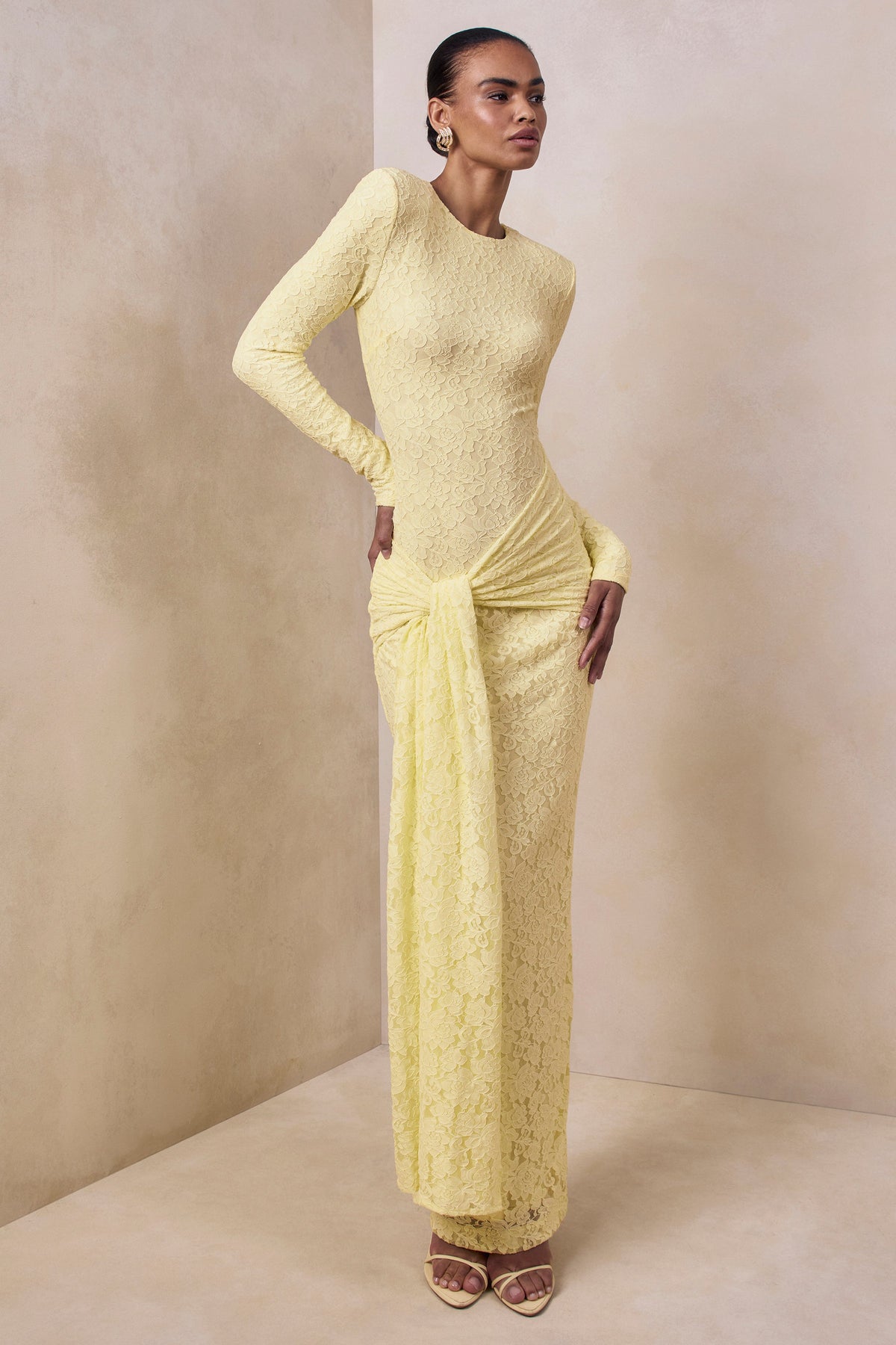 CL13726412106_ECM_HR_CL137264121_-_Evangela_Lemon_Lace_Crew-Neck_Maxi_Dress_With_Wrap-Detail2