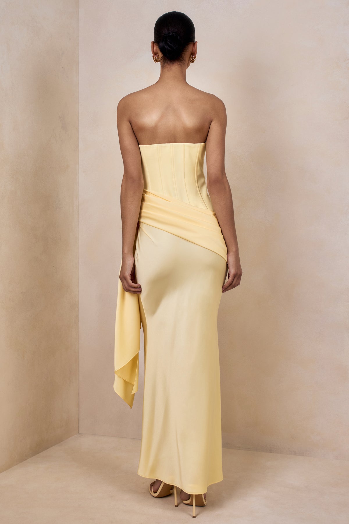 CL137284121 - Oakley | Lemon Satin Bandeau Maxi Dress With Draped Skirt_02.jpg