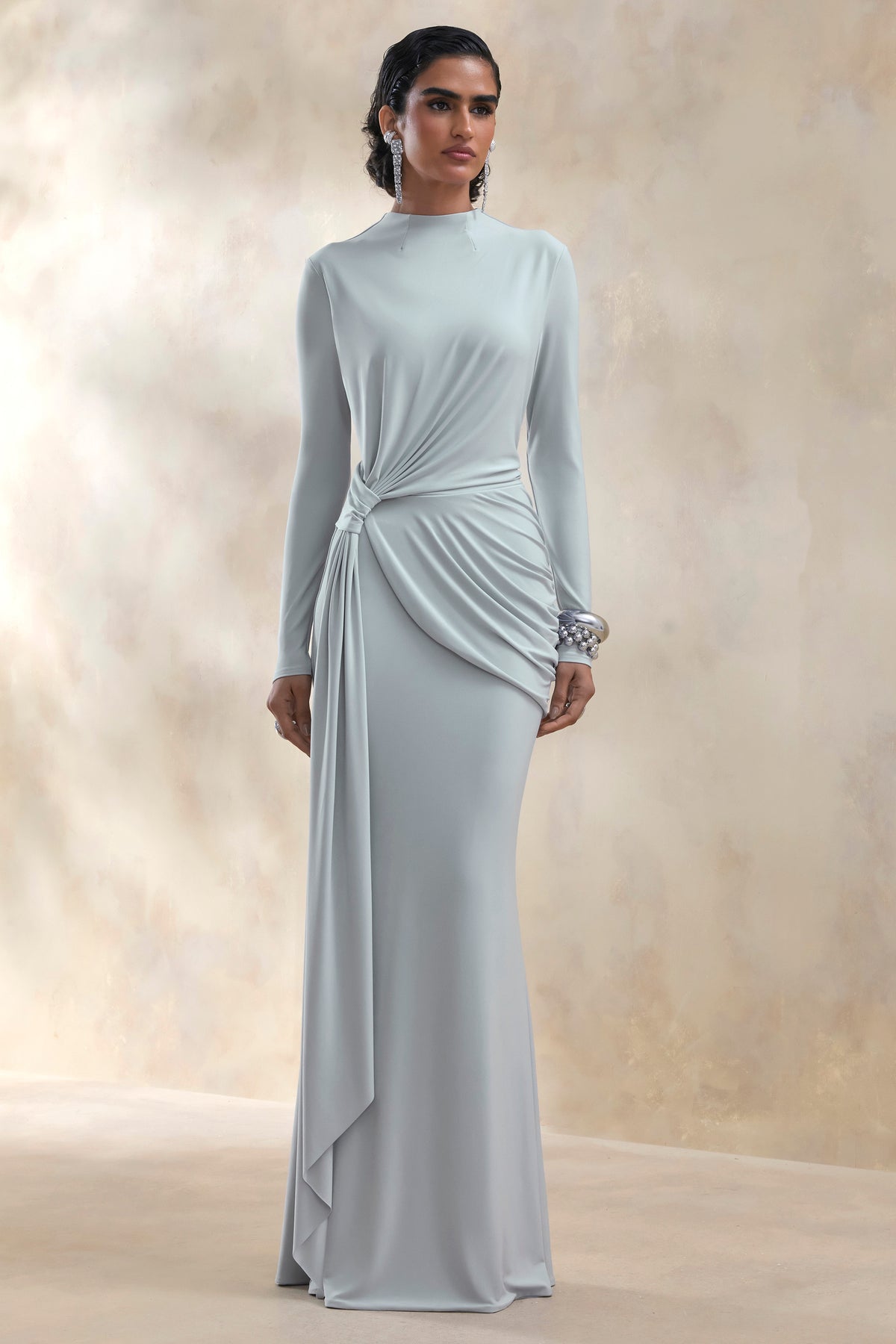 ECM_HR_CL137547016 - Kyrissa | Blue High-Neck Maxi Dress With Gathered-Detailing 0.jpg