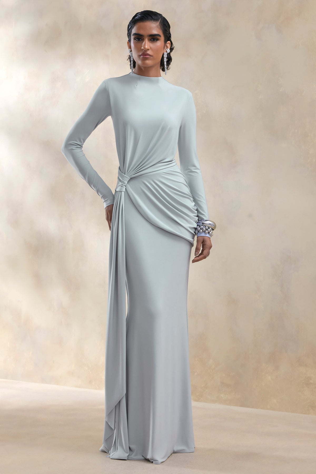 ECM_HR_CL137547016 - Kyrissa | Blue High-Neck Maxi Dress With Gathered-Detailing 1.jpg