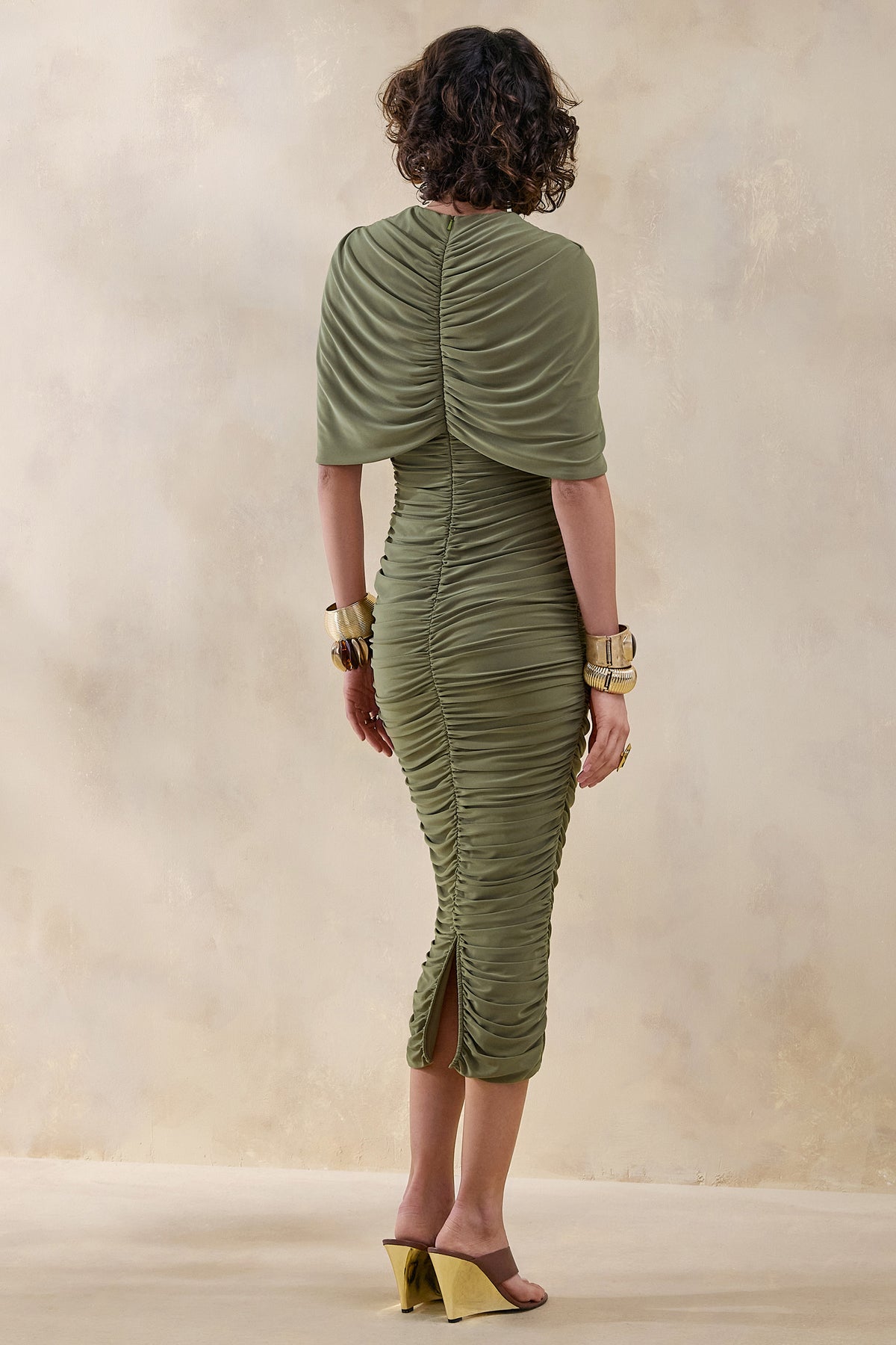 ECM_HR_CL137589031 - Parisia _ Olive Round-Neck Midi Dress With Cape-Detail 2.jpg