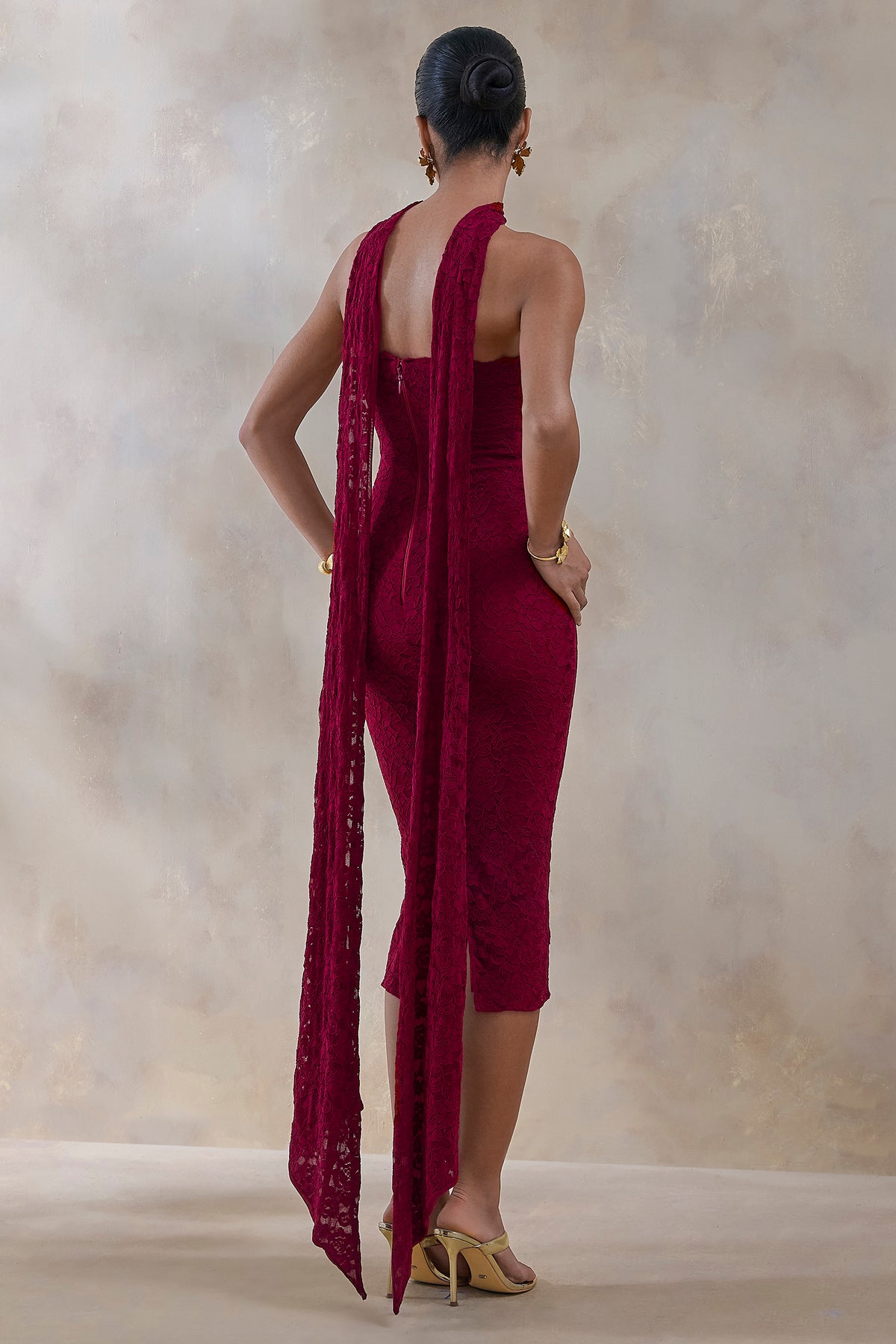 ECM_HR_CL137629102 - Rosaria | Burgundy Lace Bandeau Midi Dress With Scarf-Detail 3.jpg