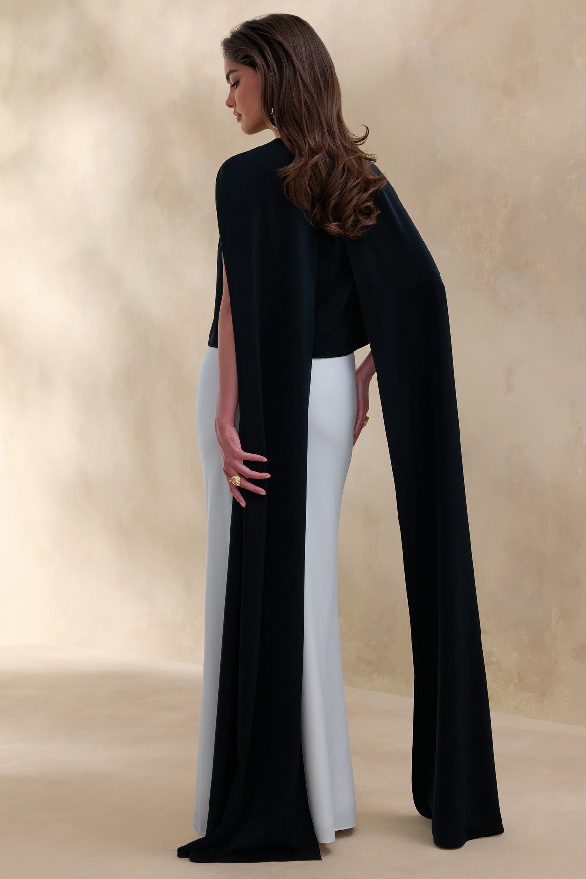 ECM_HR_CL137777001 - Aetheria | Black Satin High-Neck Top With Cape + ECM_HR_CL137855110 - Iveta | White Satin Maxi-Skirt 9.jpg