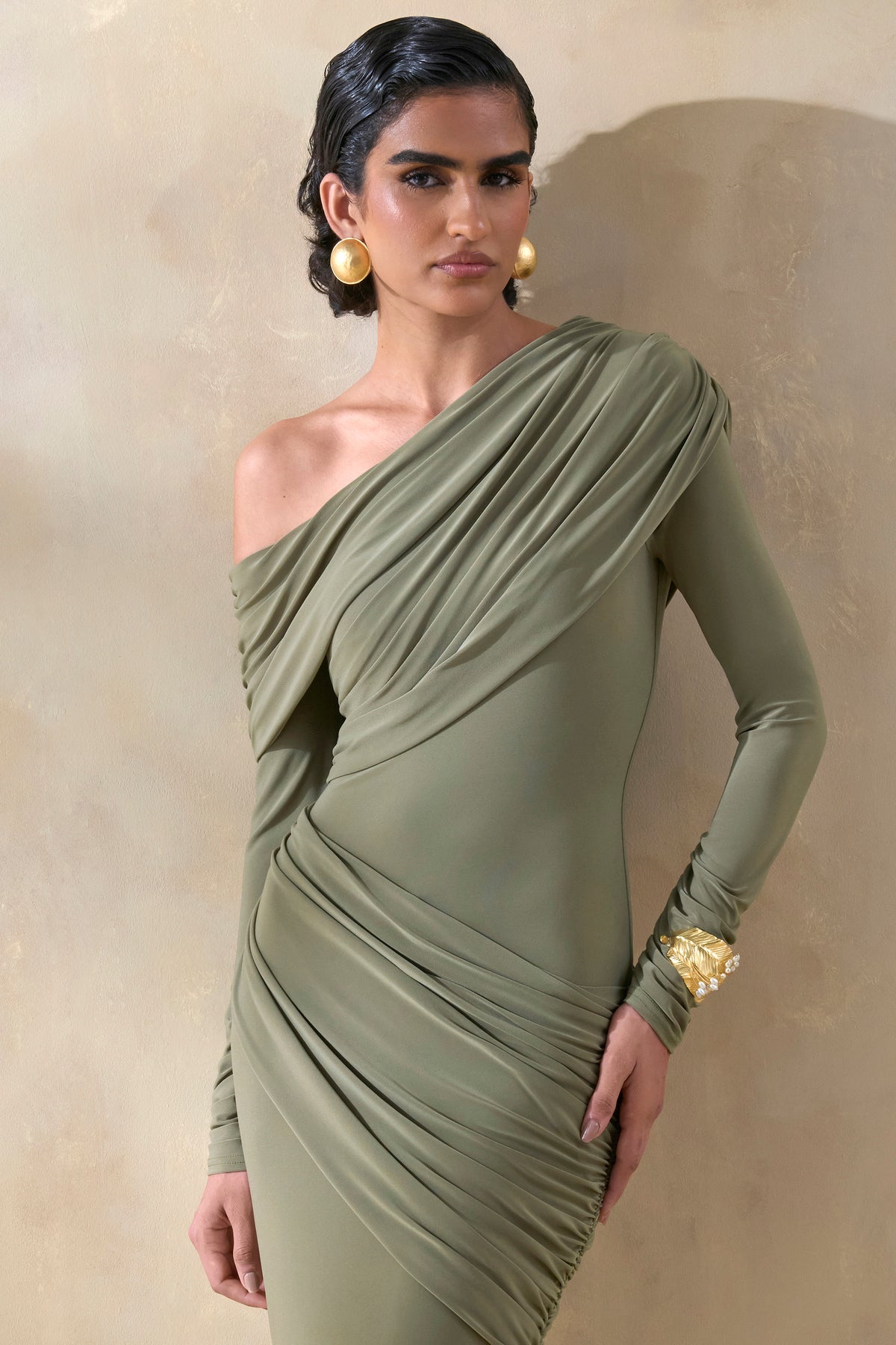 ECM_HR_CL137856031 - Rosirene _ Olive Asymmetric-Neck Maxi Dress With Draped-Detailing 4.jpg