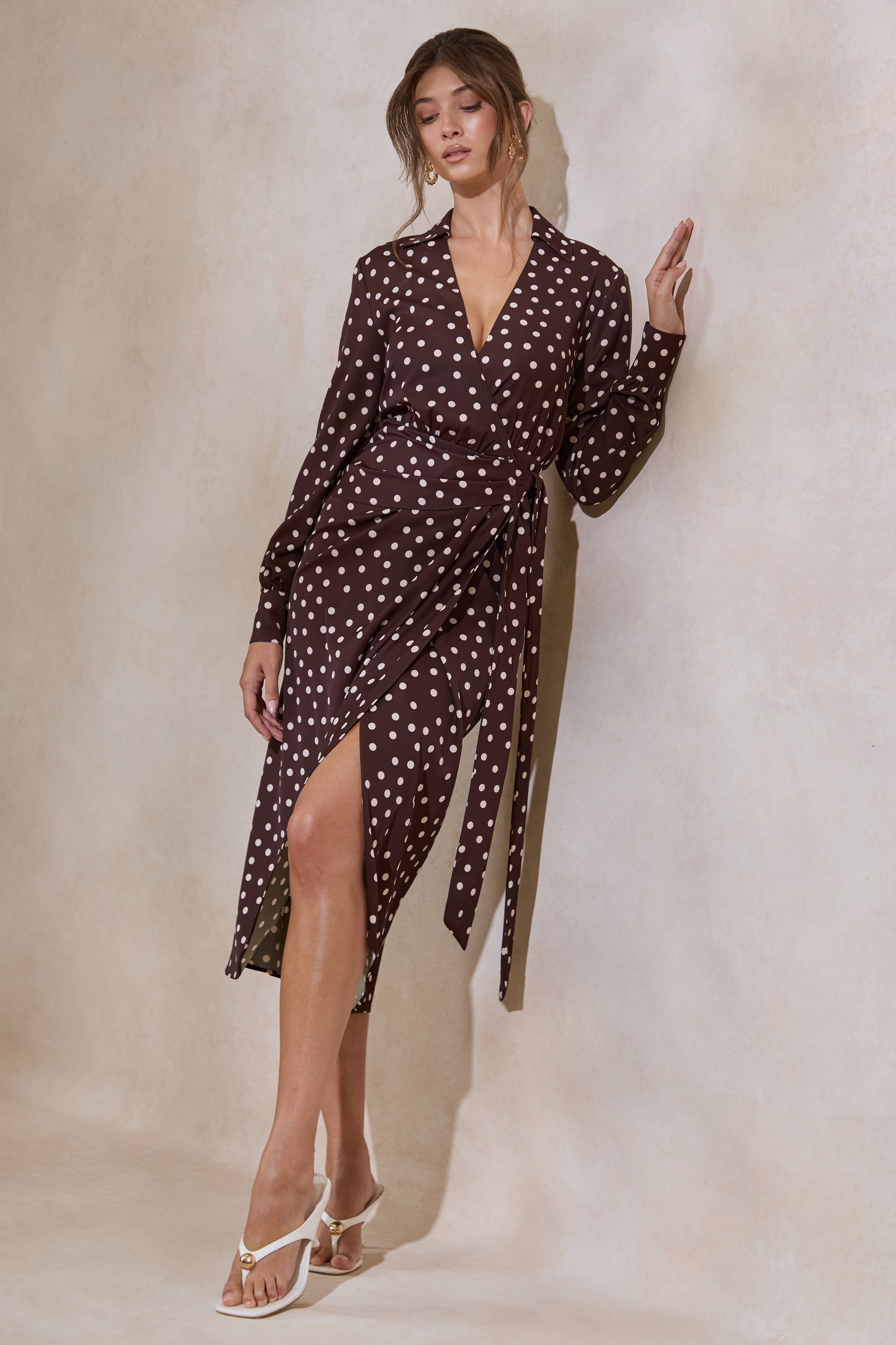 ECM_HR_CL137938031 - Amarosia _ Brown Polka-Dot Wrap Shirt Midi-Dress 5.jpg