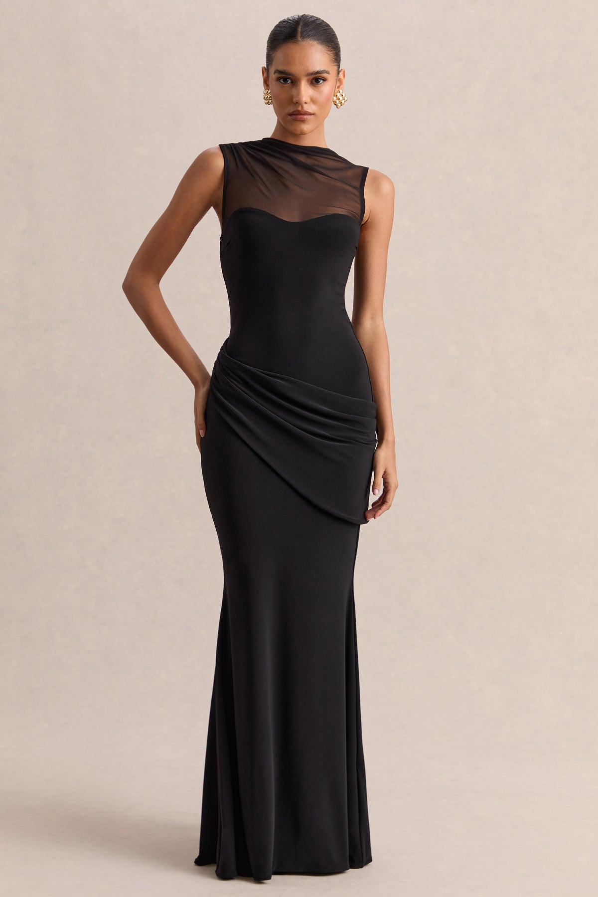 ECM-H_HR_CL138103001 - Lyssy _ Black High-Neck Maxi Dress With Mesh-Detail 04.jpg