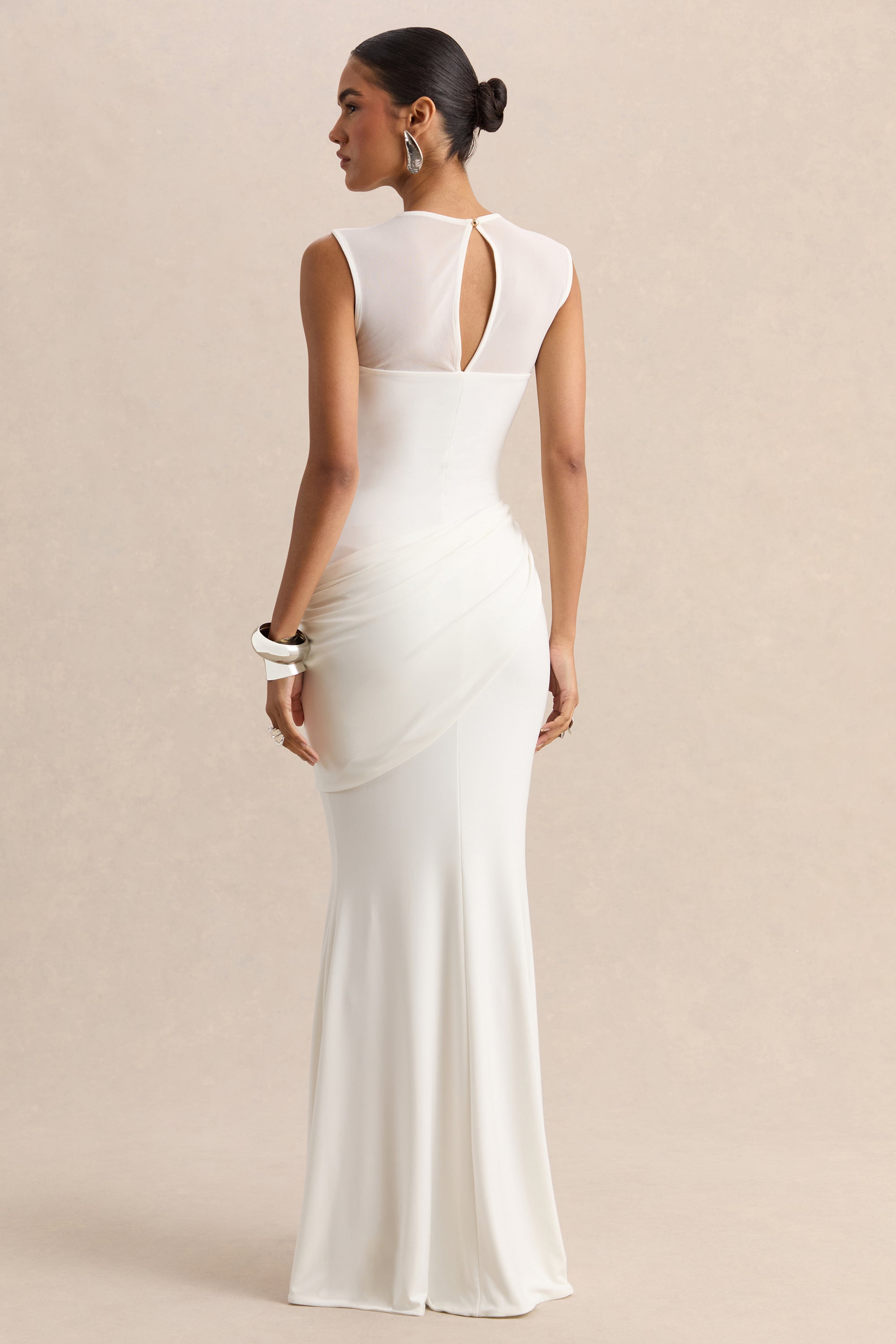 ECM_HR-CL138103110 - Lyssy - White High-Neck Maxi Dress With Mesh-Detail 07.jpg