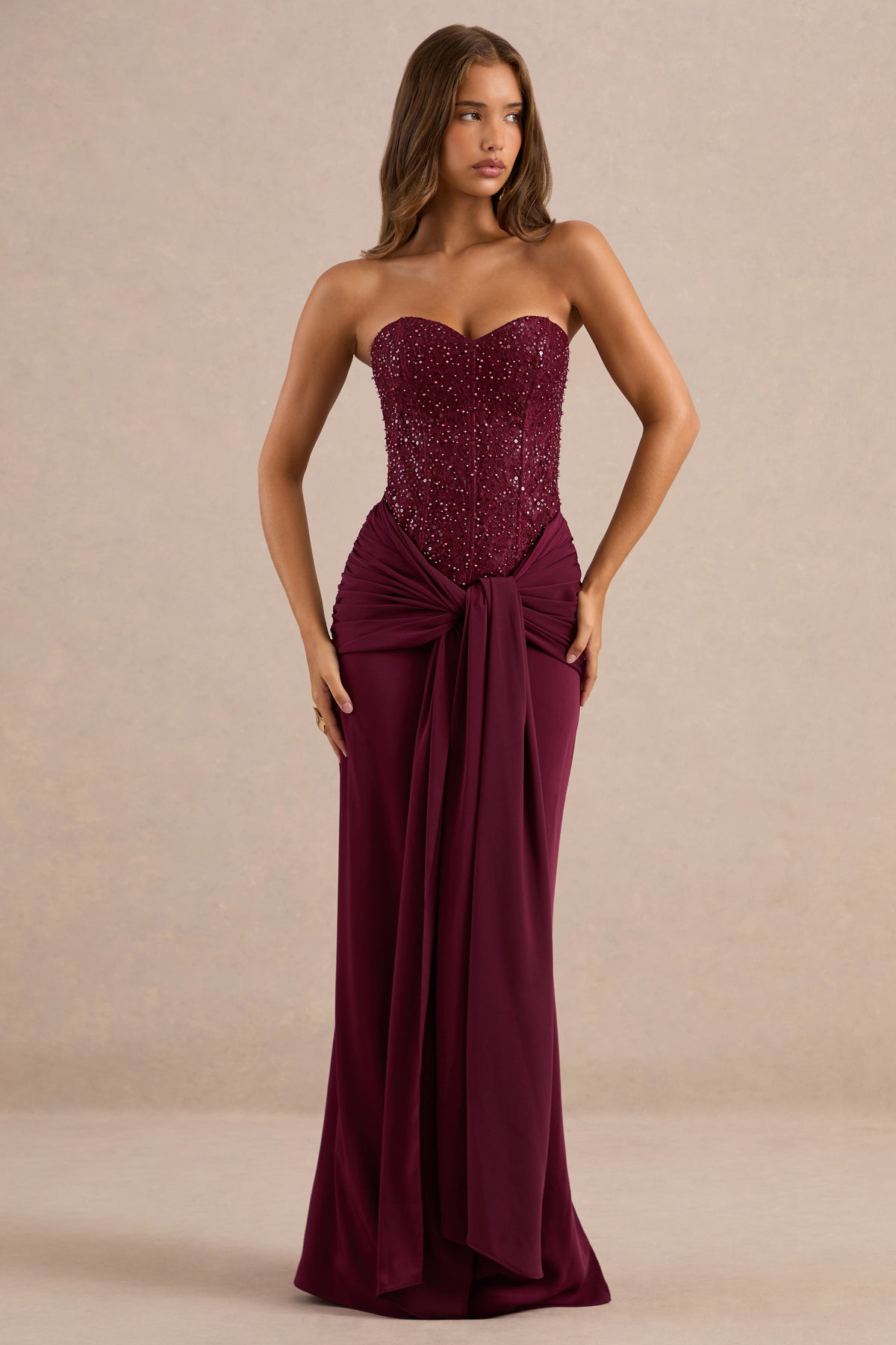 ECM_HR_CL138167102_Cassara Burgundy Embellished Corset Maxi Dress With Scarf Detail And Gathered Detailing 3.jpg