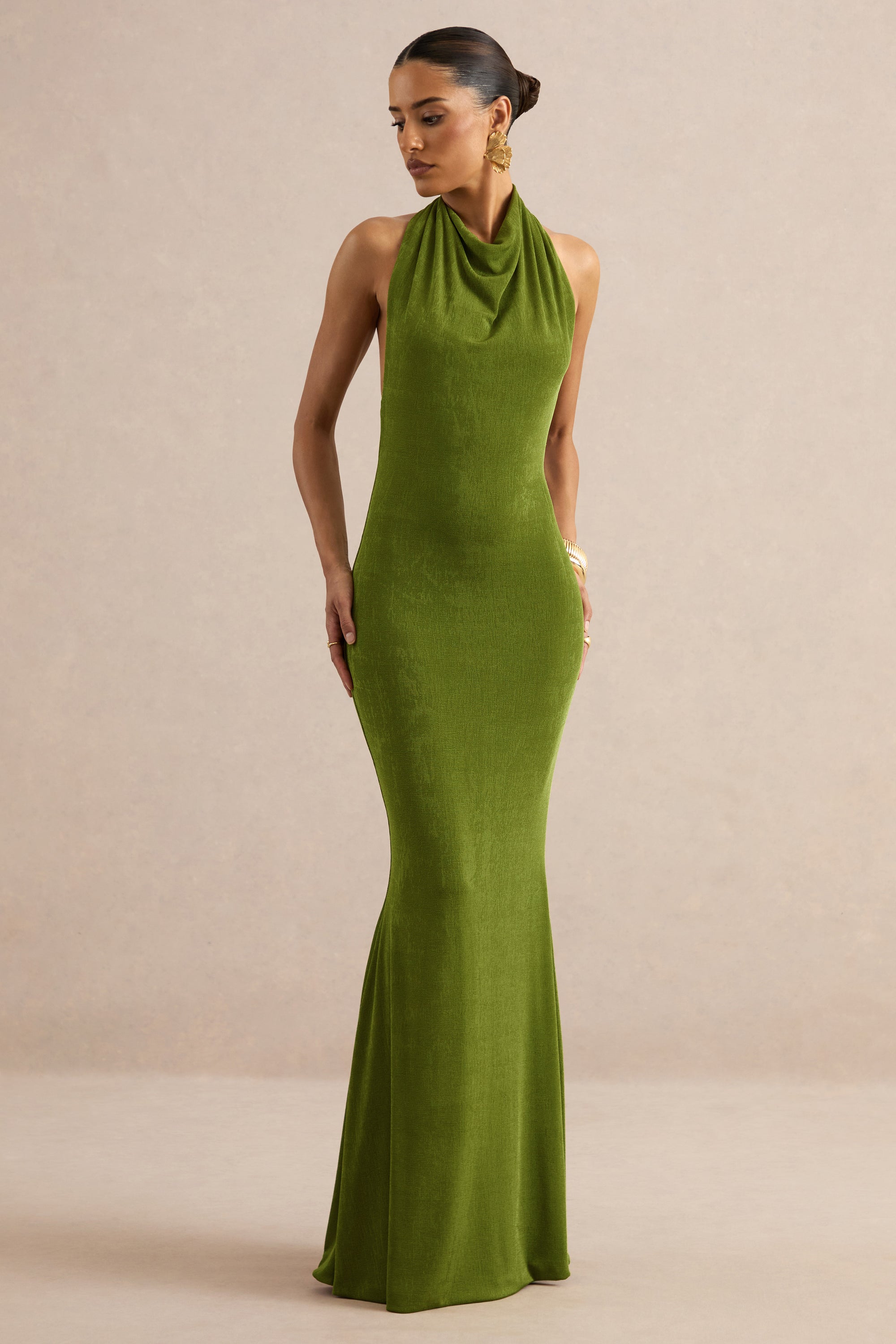 ECM_HR_CL138224034 - Ariosa | Lime High-Neck Maxi Dress With Open Back 0.jpg