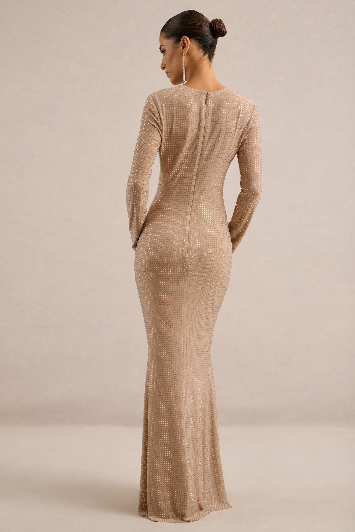 ECM_HR_CL138394060 - Garance _ Champagne Hotfix Round-Neck Maxi Dress With Feather Trim Cuffs6.jpg