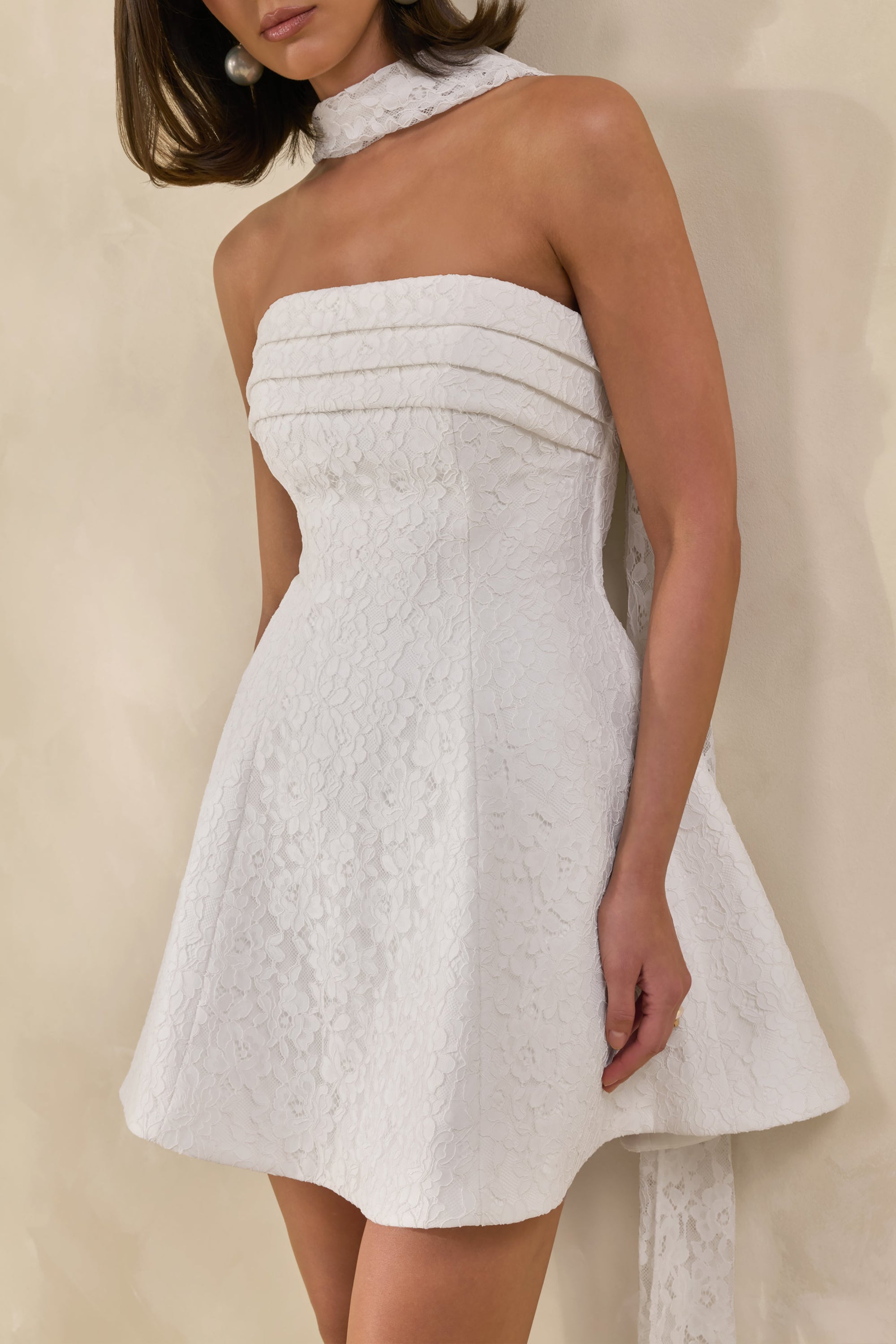 CL13845411006_ECM_HR_CL138454110---Elvara-White-Lace-Bandeau-Neck-Mini-Dress-With-Scarf-Detail7