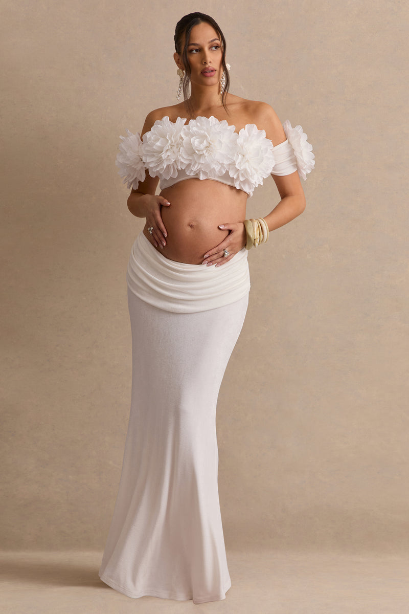 ECM_HR_CL138480110 - Arwenne _ White Maternity Maxi Skirt + CL138479110 - Arwenne _ White Bardot-Neck Maternity Crop-Top With Corsage Detailing1.jpg