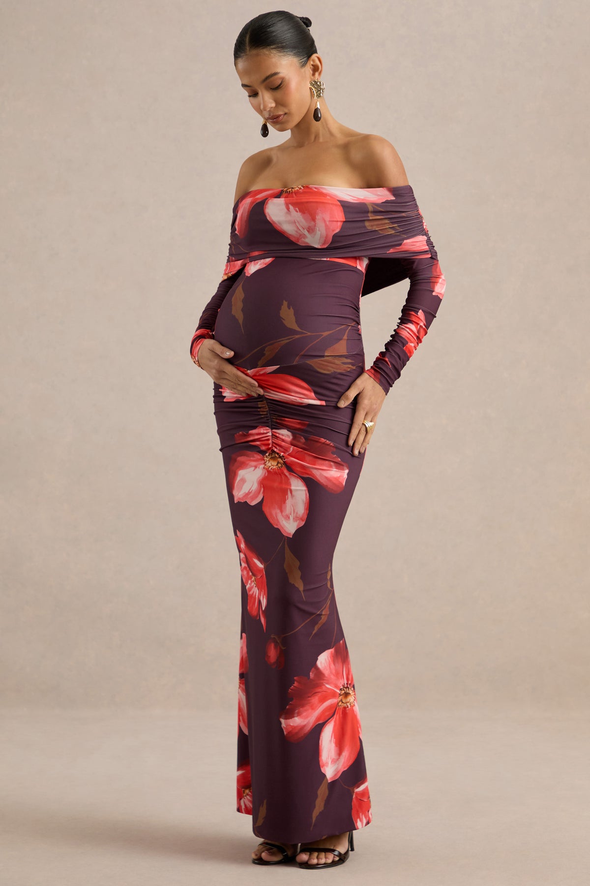 ECM_HR_CL138506100 - Falea _ Red Floral Print Bardot-Neck Maternity Maxi Dress1.jpg
