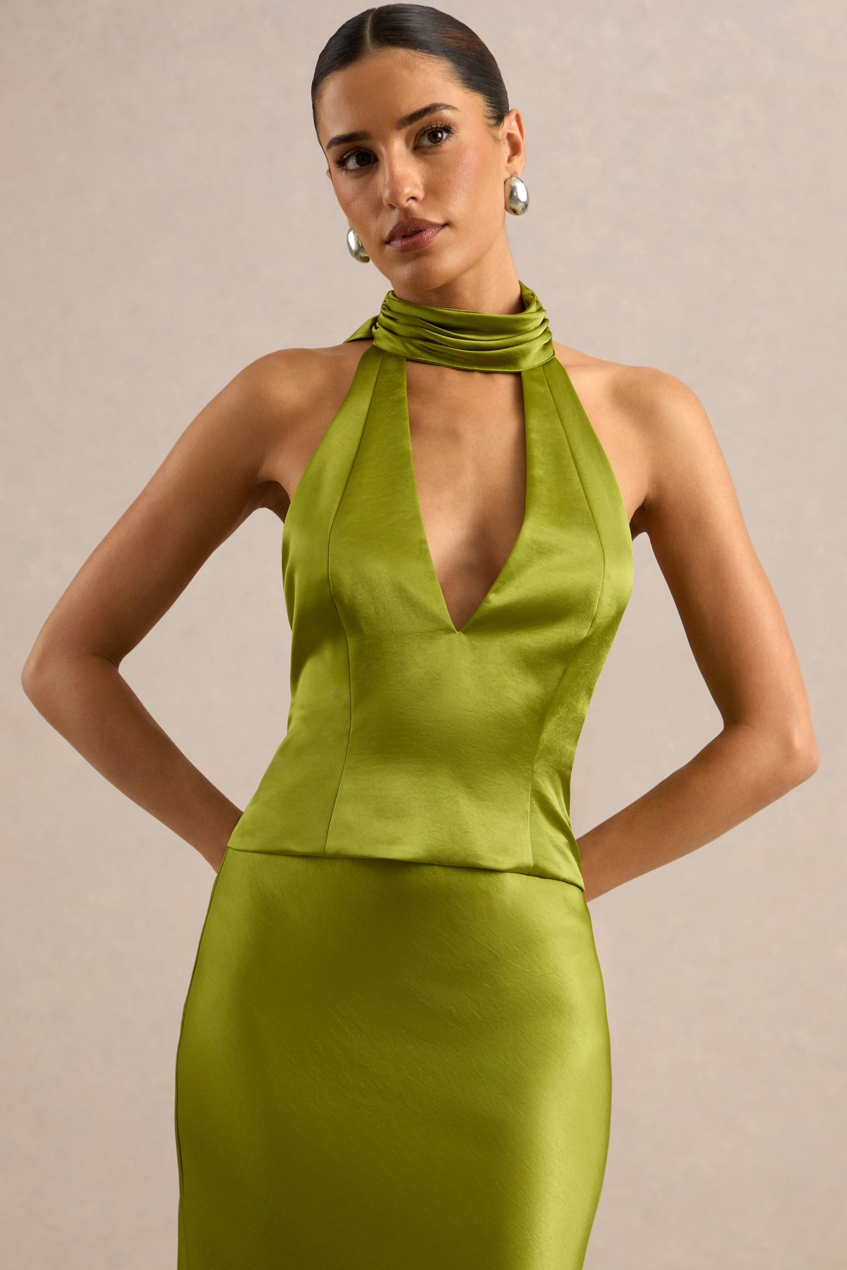 CL138549031 - Lareina | Olive Satin Halter-Neck Top5.jpg