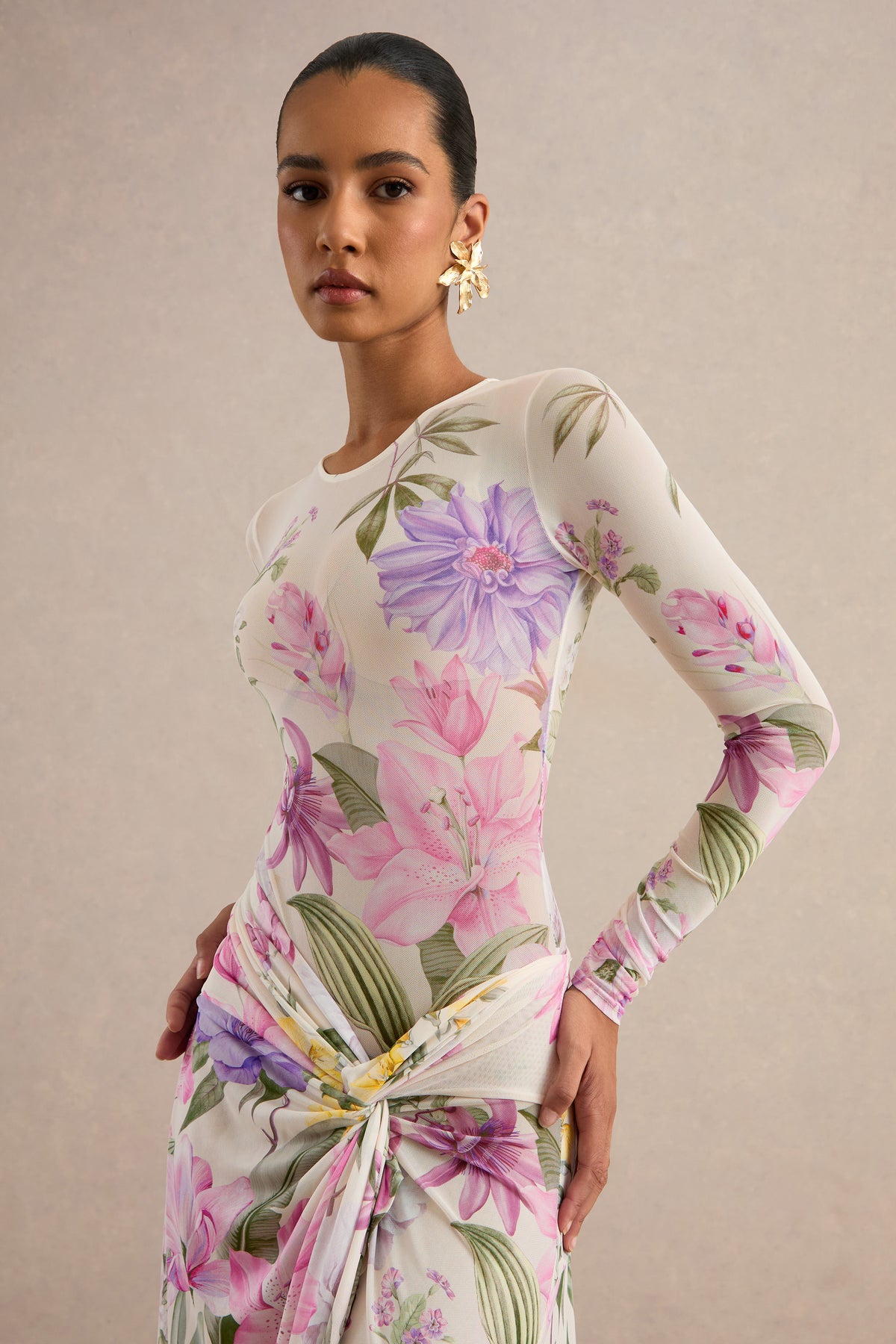 CL138605111 - Malva _ Cream Floral Print Mesh Round-Neck Bodysuit 8.jpg