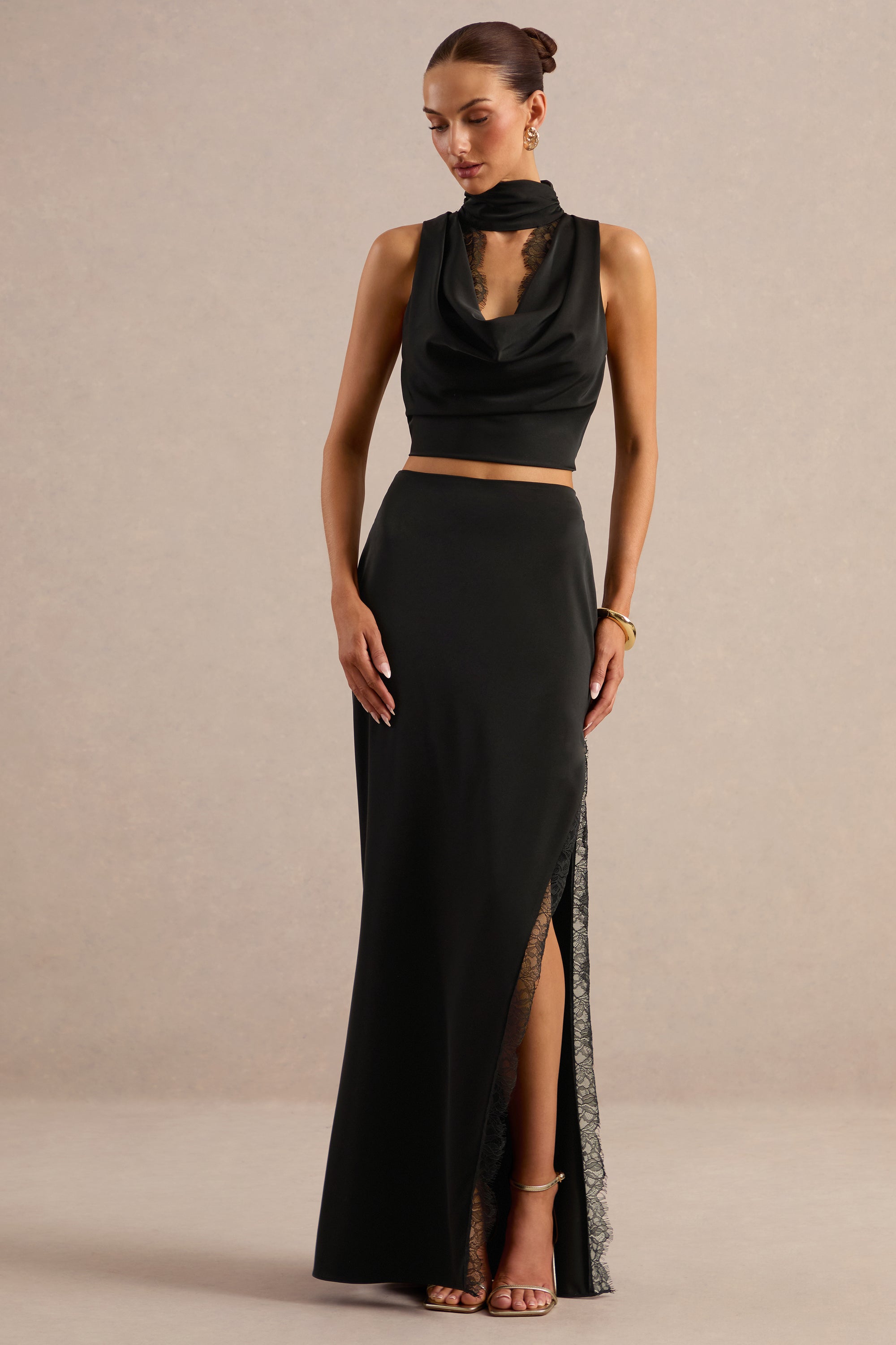 CL138622001 - Perline _ Black Satin Halter-Neck Top With Lace Detailing0.jpg