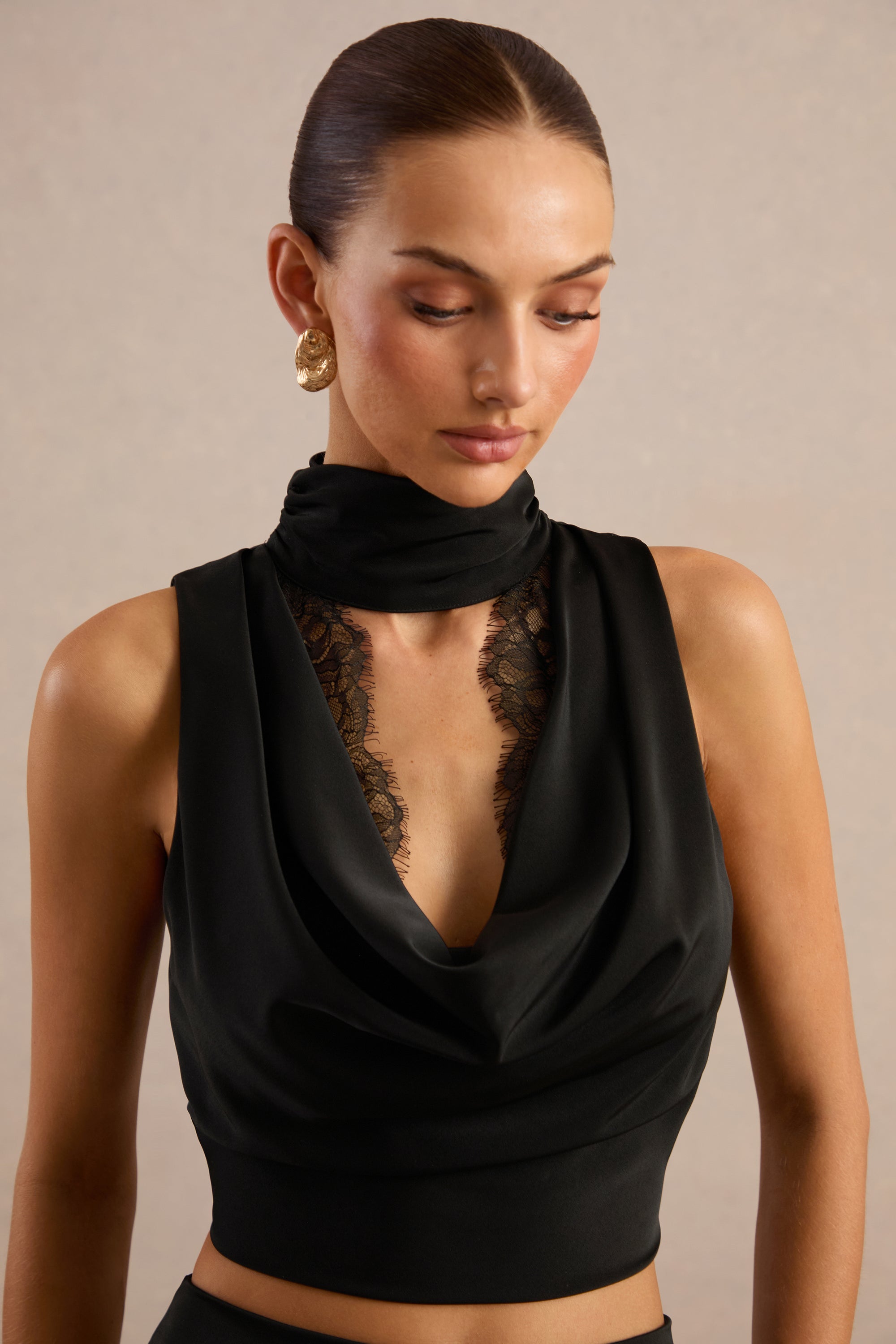 CL138622001 - Perline _ Black Satin Halter-Neck Top With Lace Detailing8.jpg