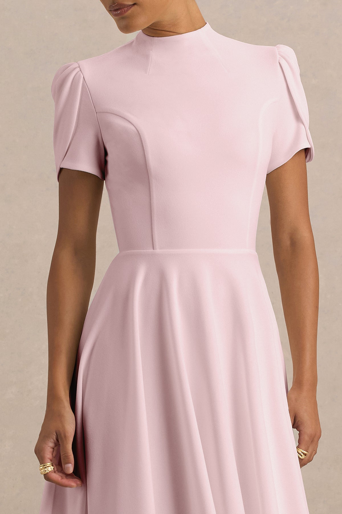 ECM_HR_CL138715081- Vicky Light Pink High Neck Midi Dress With Puff Sleeves 05.jpg