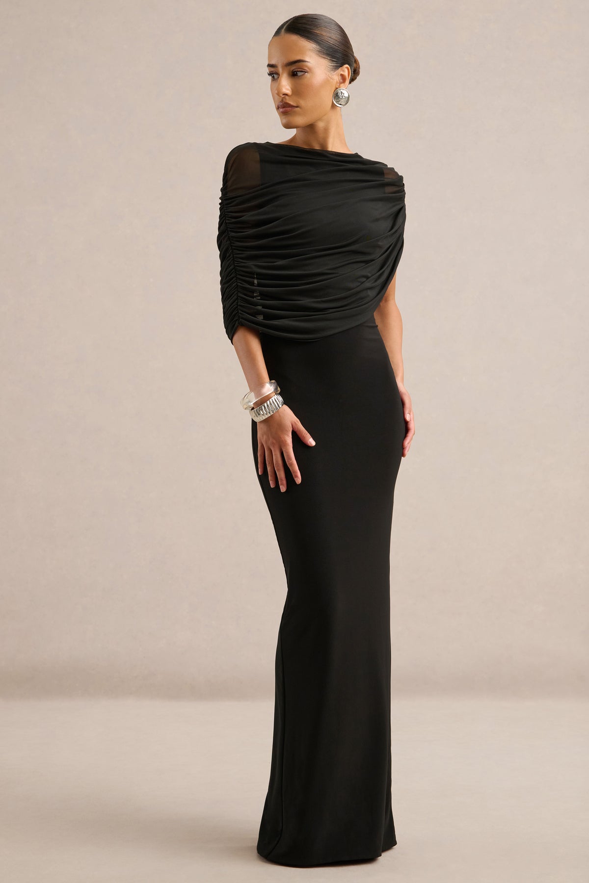 ECM_HR_CL138735001 - Ciana _ Black Round-Neck Maxi Dress With Cape Detail0.jpg