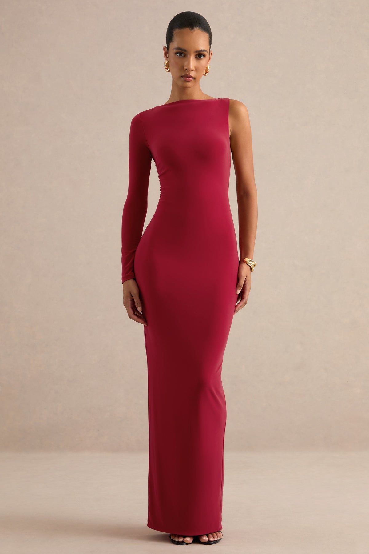ECM_HR_CL138761100 - Kestrel _ Red Round-Neck One Sleeve Maxi Dress1.jpg