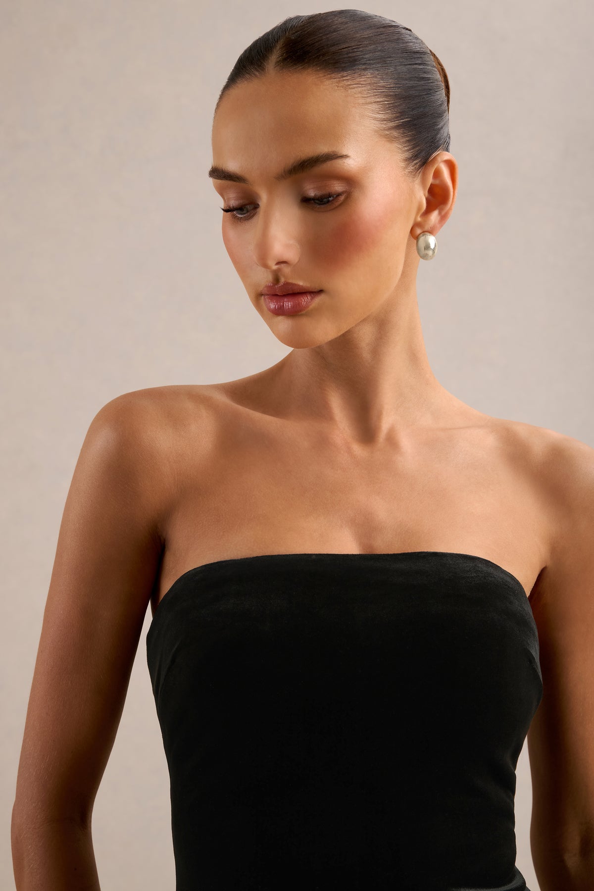 ECM_HR_CL138858001 - Cassanda _ Black Velvet Bandeau Fitted Mini Dress & CL138859001 - Casandera Black Velvet Embellished High Neck Long Sleeve Cape 10.jpg