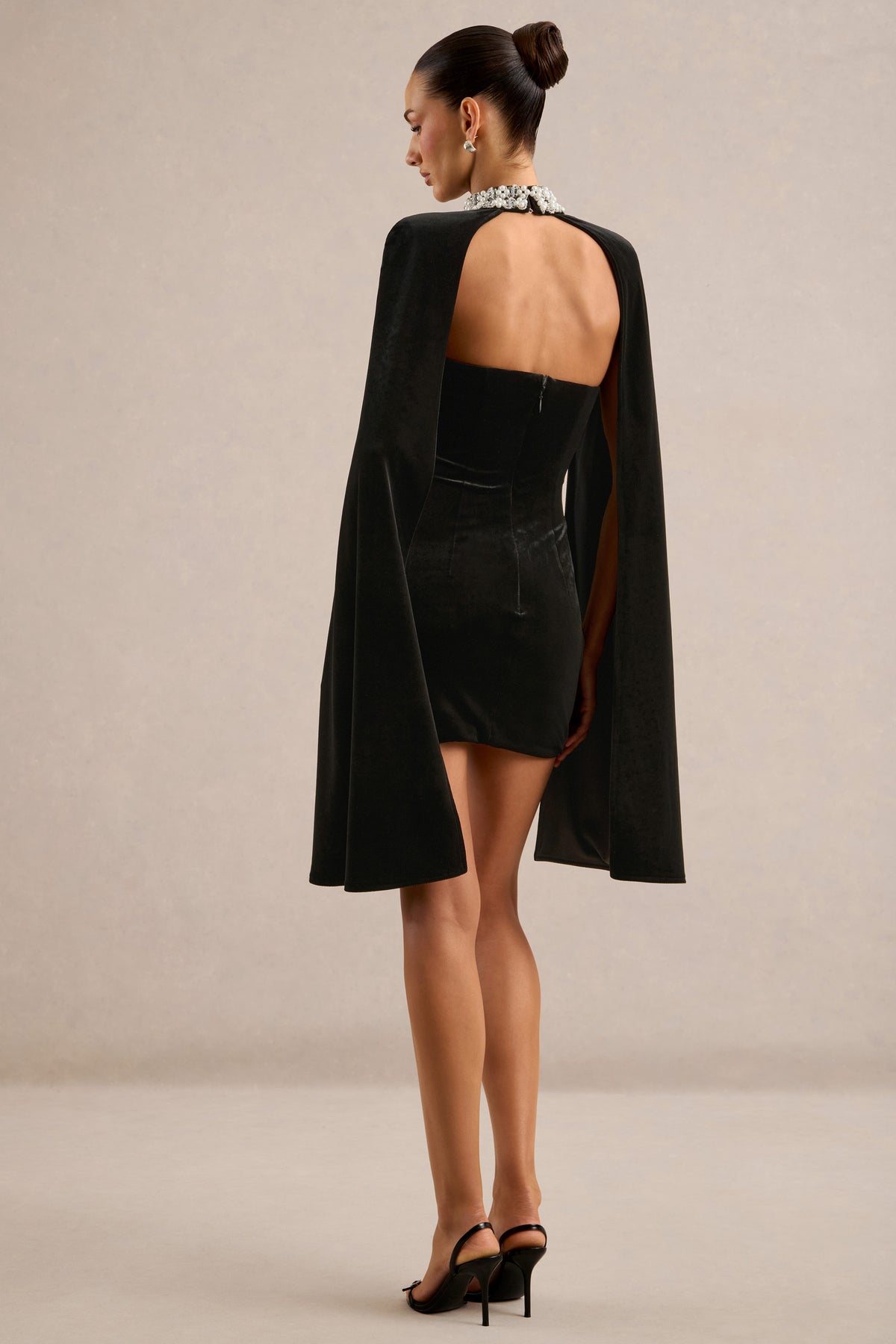 ECM_HR_CL138858001 - Cassanda _ Black Velvet Bandeau Fitted Mini Dress & CL138859001 - Casandera Black Velvet Embellished High Neck Long Sleeve Cape 5.jpg
