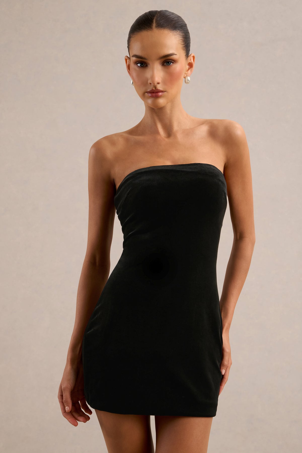 ECM_HR_CL138858001 - Cassanda _ Black Velvet Bandeau Fitted Mini Dress & CL138859001 - Casandera Black Velvet Embellished High Neck Long Sleeve Cape 9.jpg