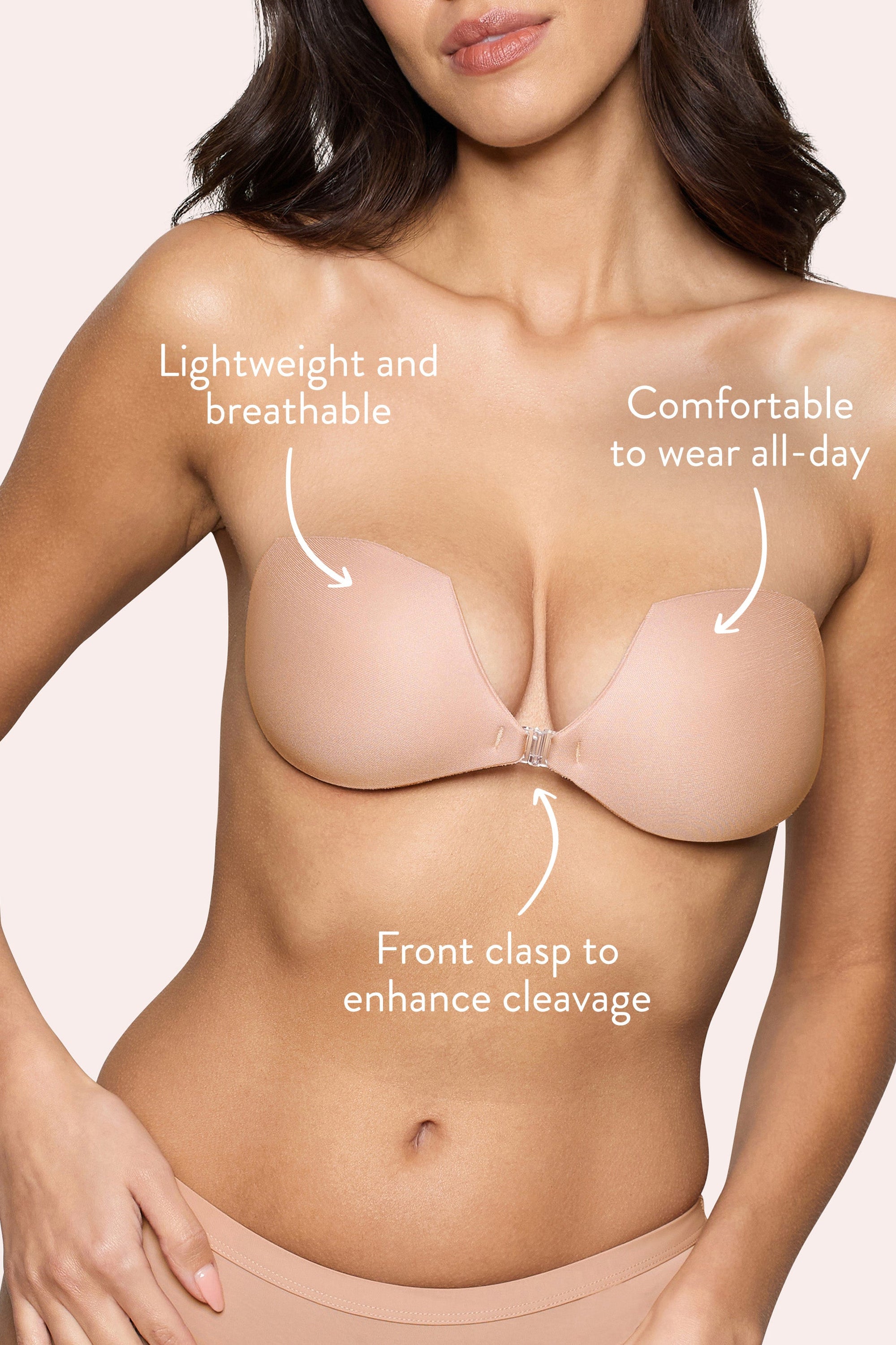 Demi Sticky Bra | Boomba Beżowy Demi przylepny biustonosz