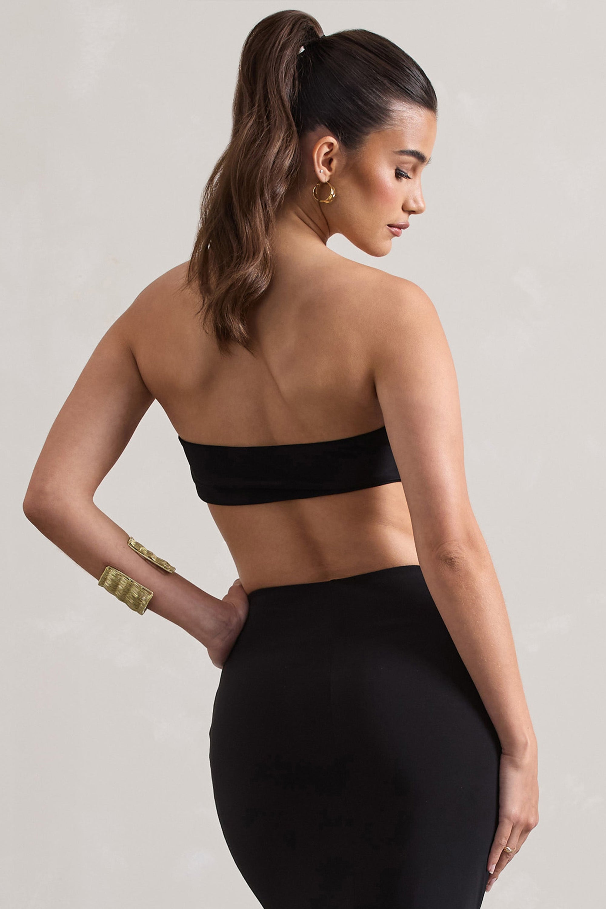 Vada | Czarny Crop Top typu bandeau