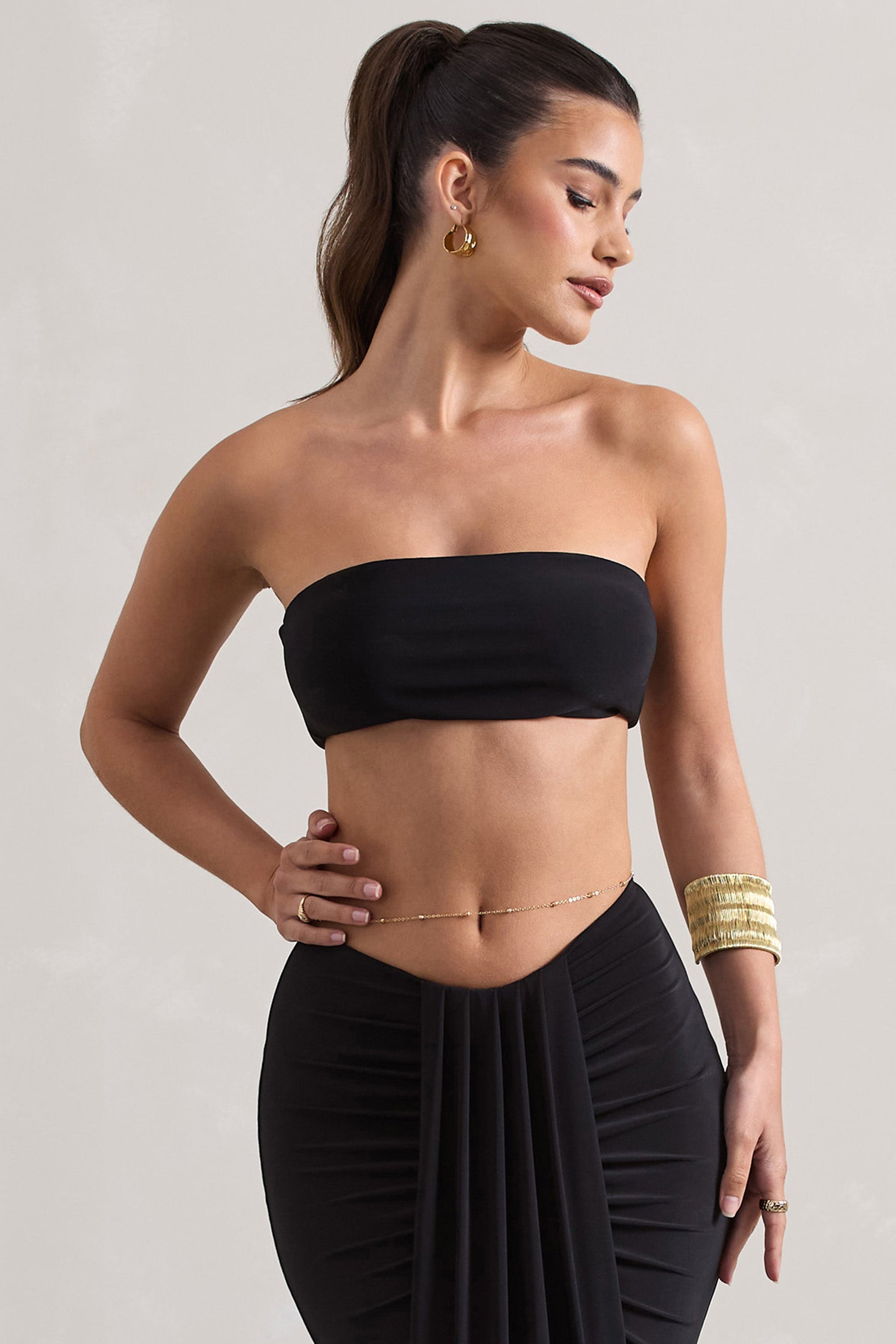 Vada | Czarny Crop Top typu bandeau