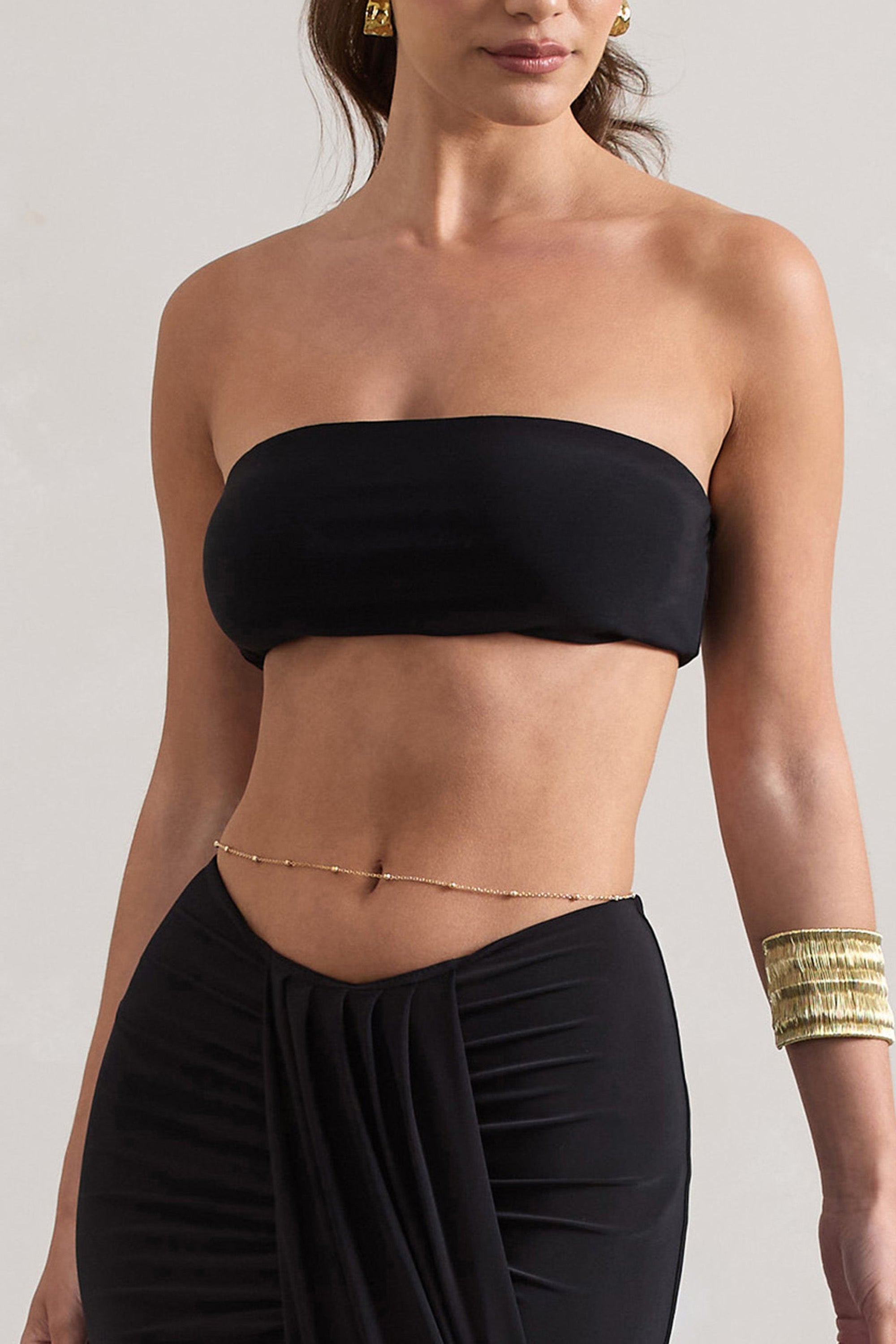 Vada | Czarny Crop Top typu bandeau