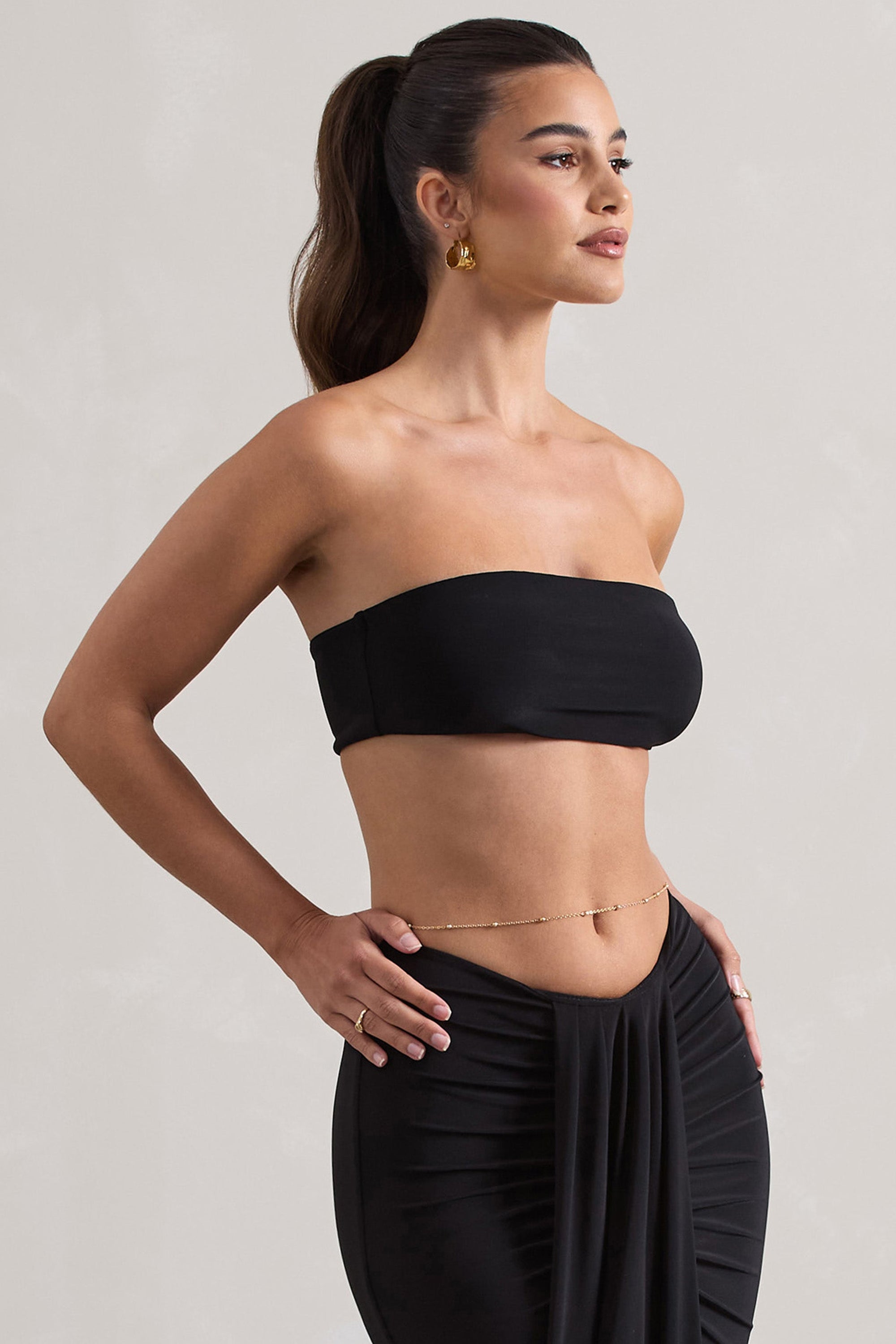 Vada | Czarny Crop Top typu bandeau