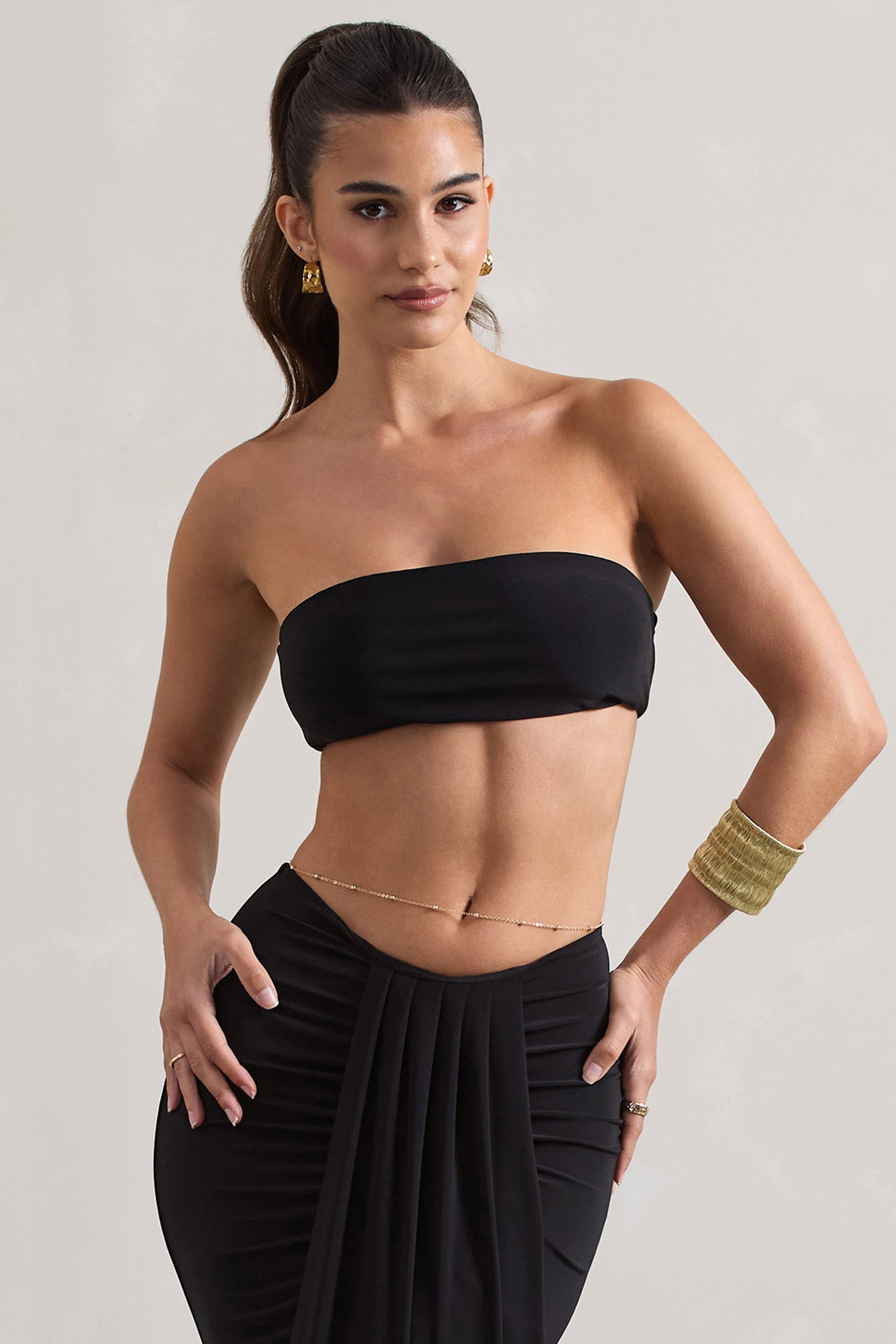 Vada | Czarny Crop Top typu bandeau
