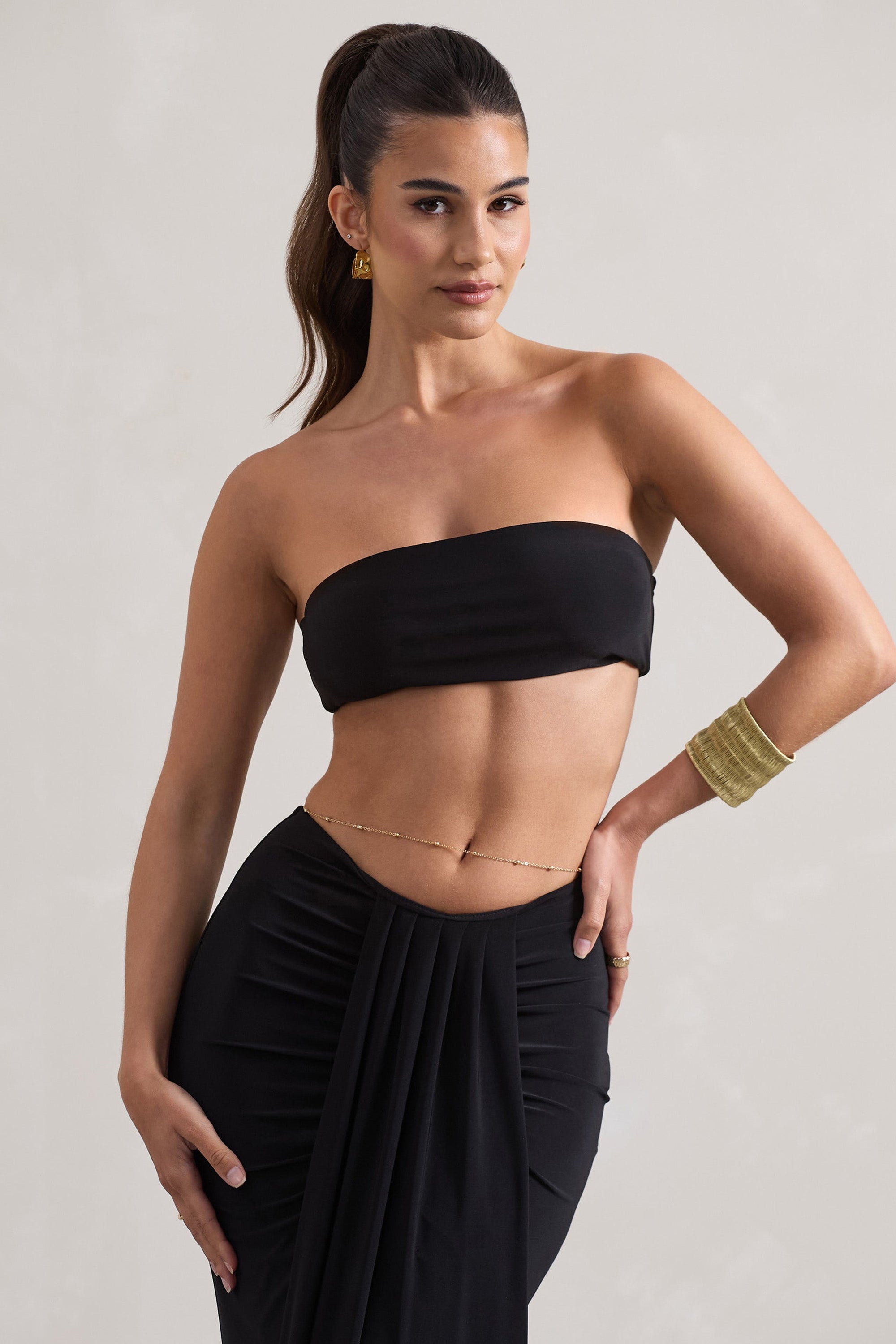 Vada | Czarny Crop Top typu bandeau