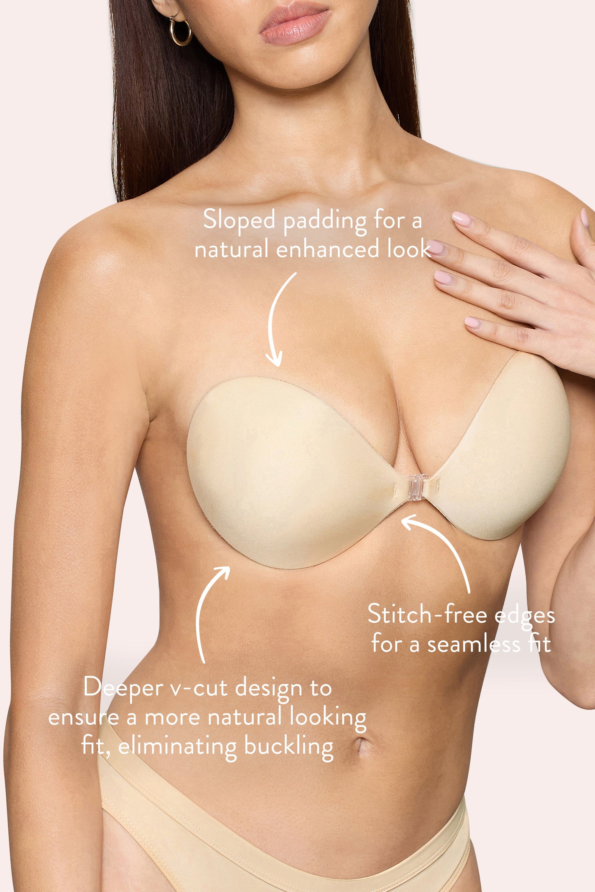 Magic Sticky Bra | Boomba Piaskowy przylepny biustonosz z wkładkami