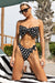 Rosso | Czarny dół od bikini w grochy z kokardą