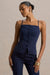 Nellie | Granatowy Dopasowany Top Zapinany na Guziki