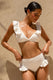 Sunkissed | Biała góra od bikini z falbankami