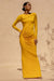 Diva | Żółta Sukienka Maxi z Marszczeniami