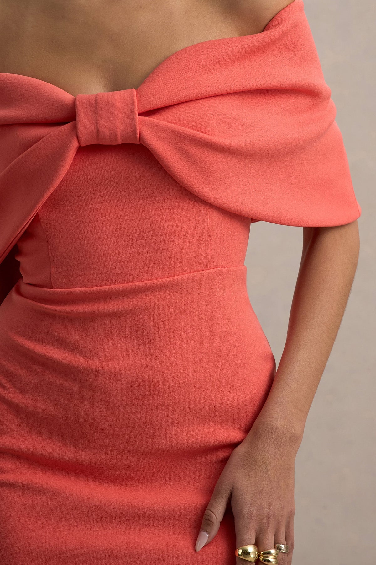 Cornelia | Pomarańczowa Sukienka Maxi Bez Ramiączek z Dużą Kokardą