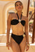 Alanis | Czarne Spodnie Bikini z Detalem Złotym