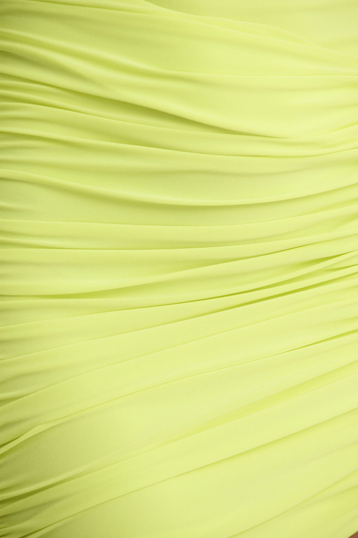 Marci | Limonkowa Asymetryczna sukienka Mini z marszczeniami i ozdobnym pasem