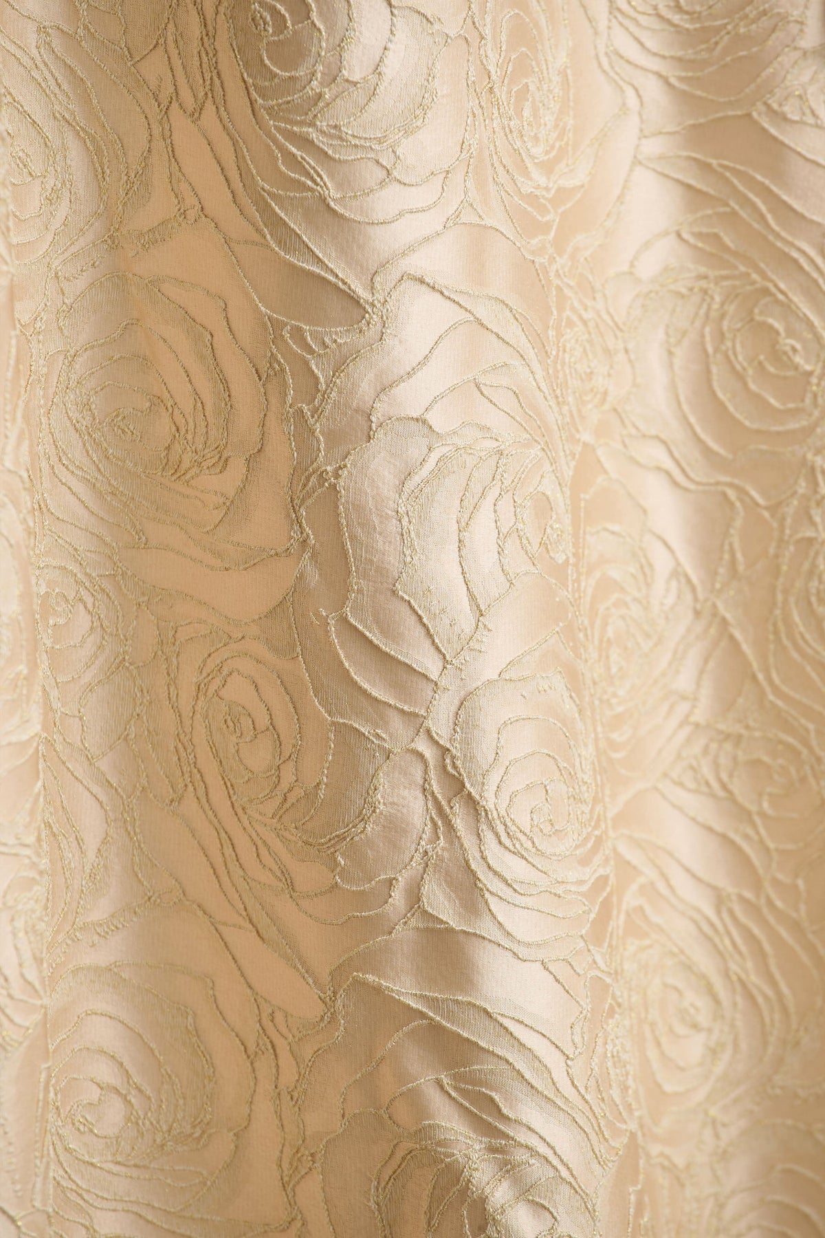 Hypnotic | Złota Żakardowa Sukienka Midi z Dekoltem Typu Bandeau