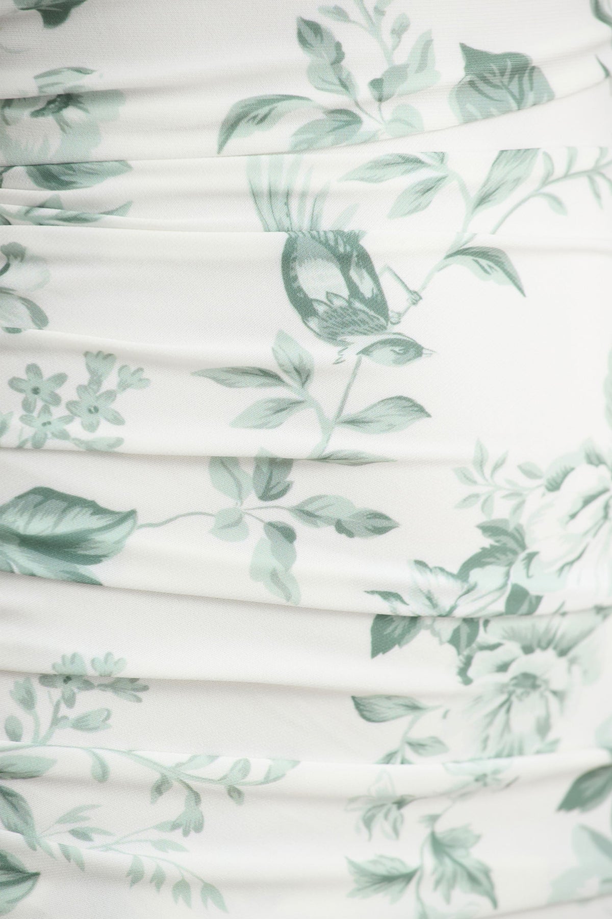 Clementina | Zielona Porcelanowa Asymetryczna Sukienka Maxi z Pelerynowym Rękawem